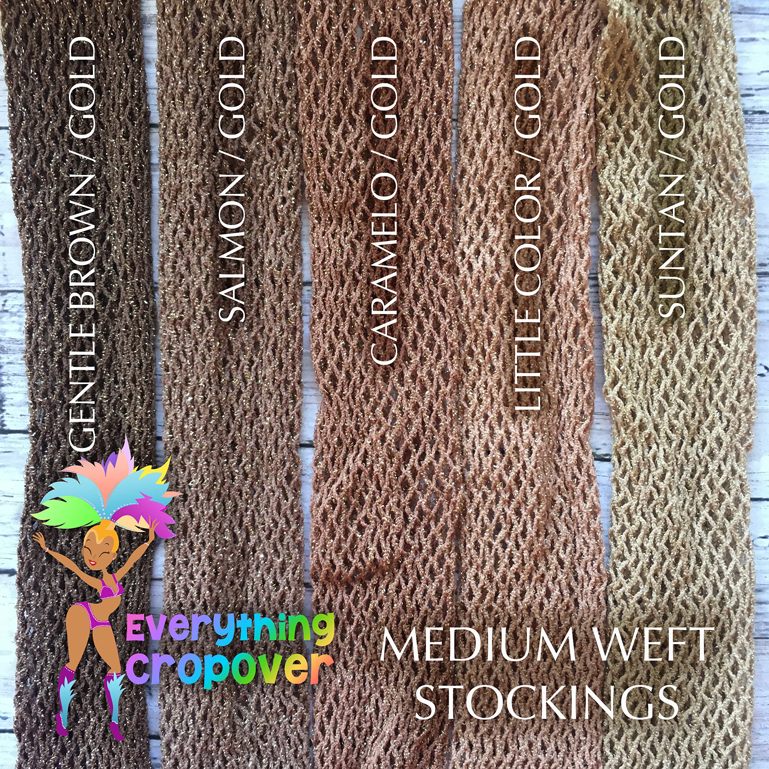 Gold Glitter Fishnet Tights for Women - Skin Tone Carnival Stockings | Sexy Party Legwear for Caribbean Dance, Halloween & Cosplay