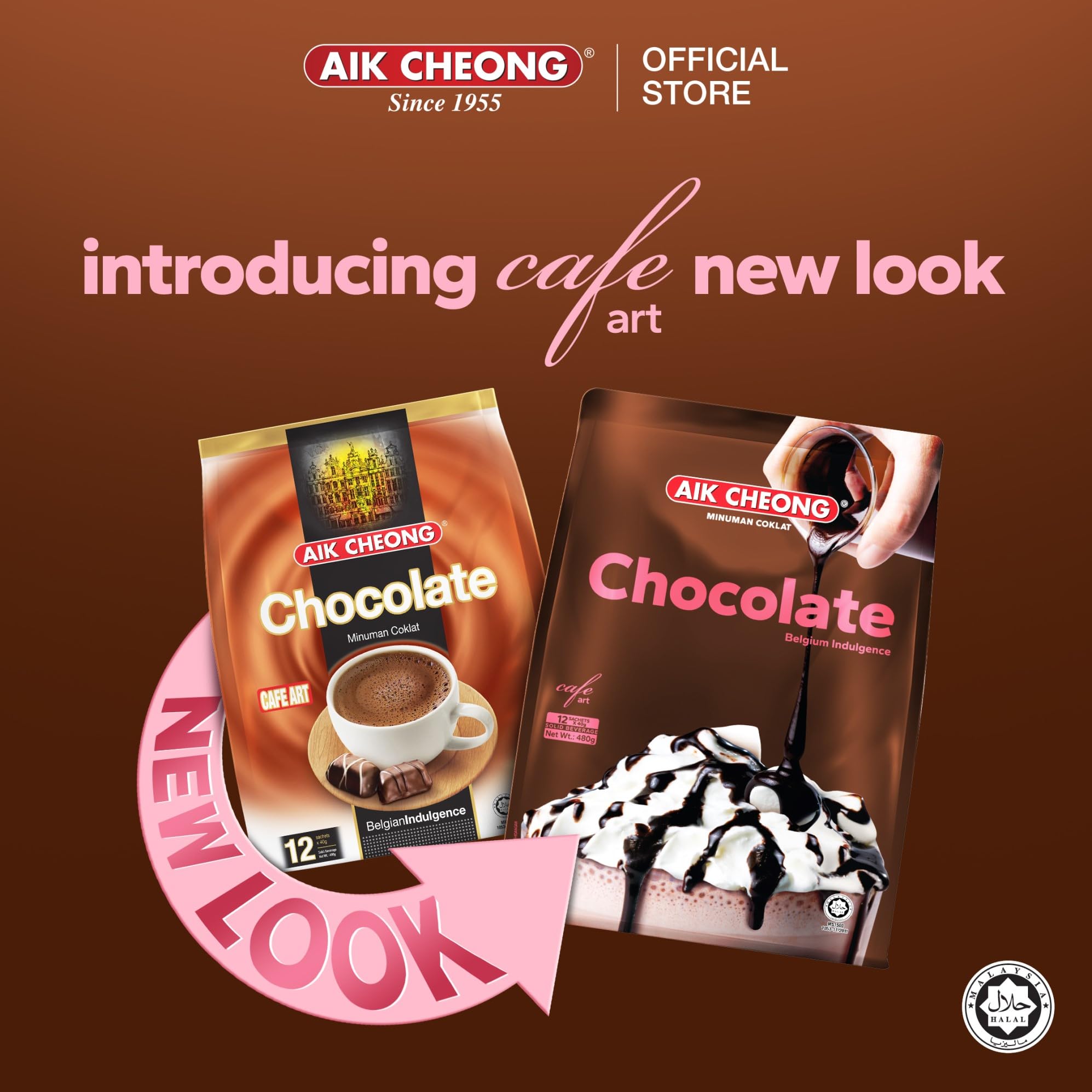 Premium 6-Pack Aik Cheong Hot Chocolate Mix (90 Sachets) - Authentic Malaysian Cocoa Drink - Fast US Shipping - Perfect for Breakfast, Office Snacks & Cozy Winter Nights