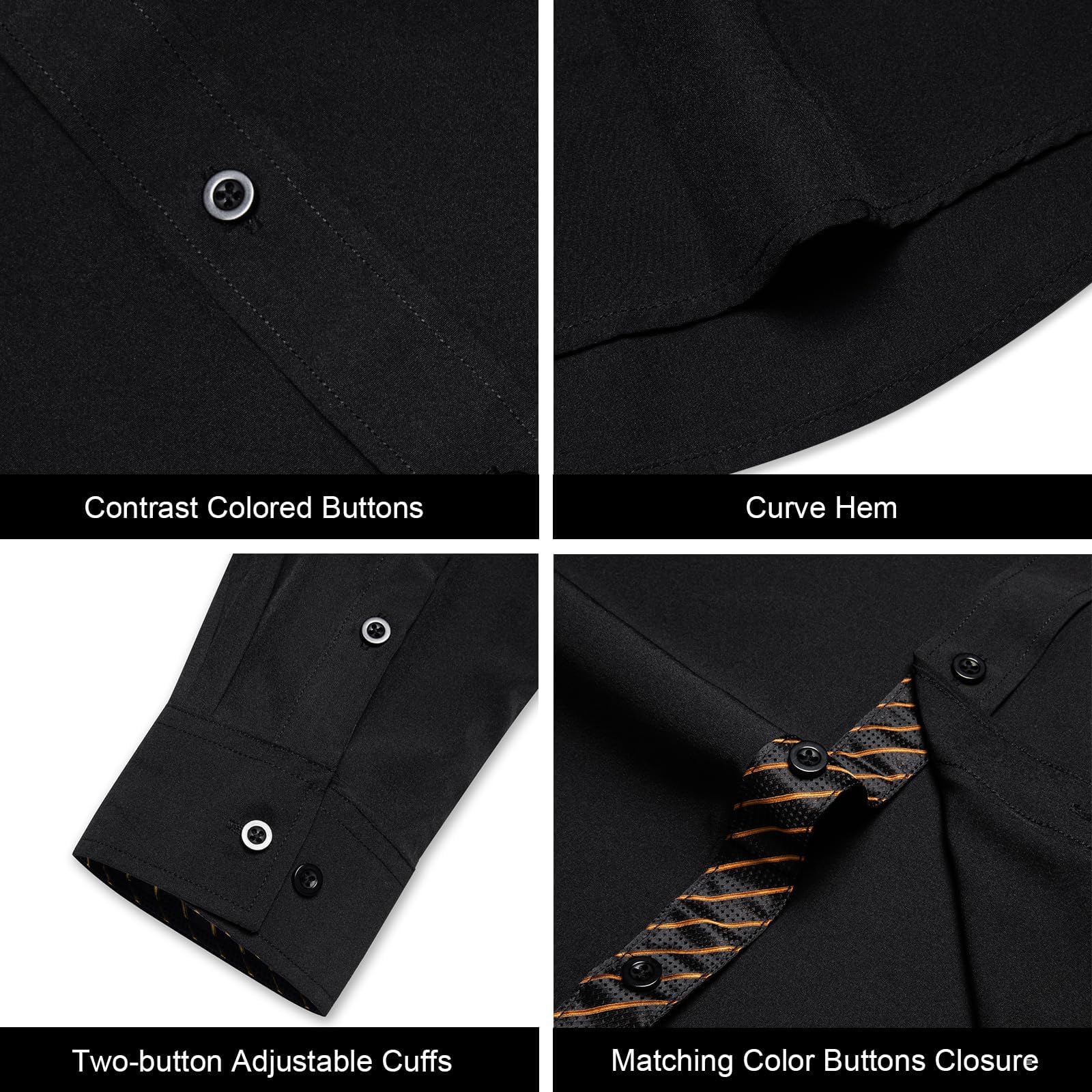 DiBanGu Men's Button Down Shirts - Long Sleeve Casual Dress Shirts, Regular Fit Cotton Business Shirt with Contrast Inner Collar for Office, Work & Formal Occasions