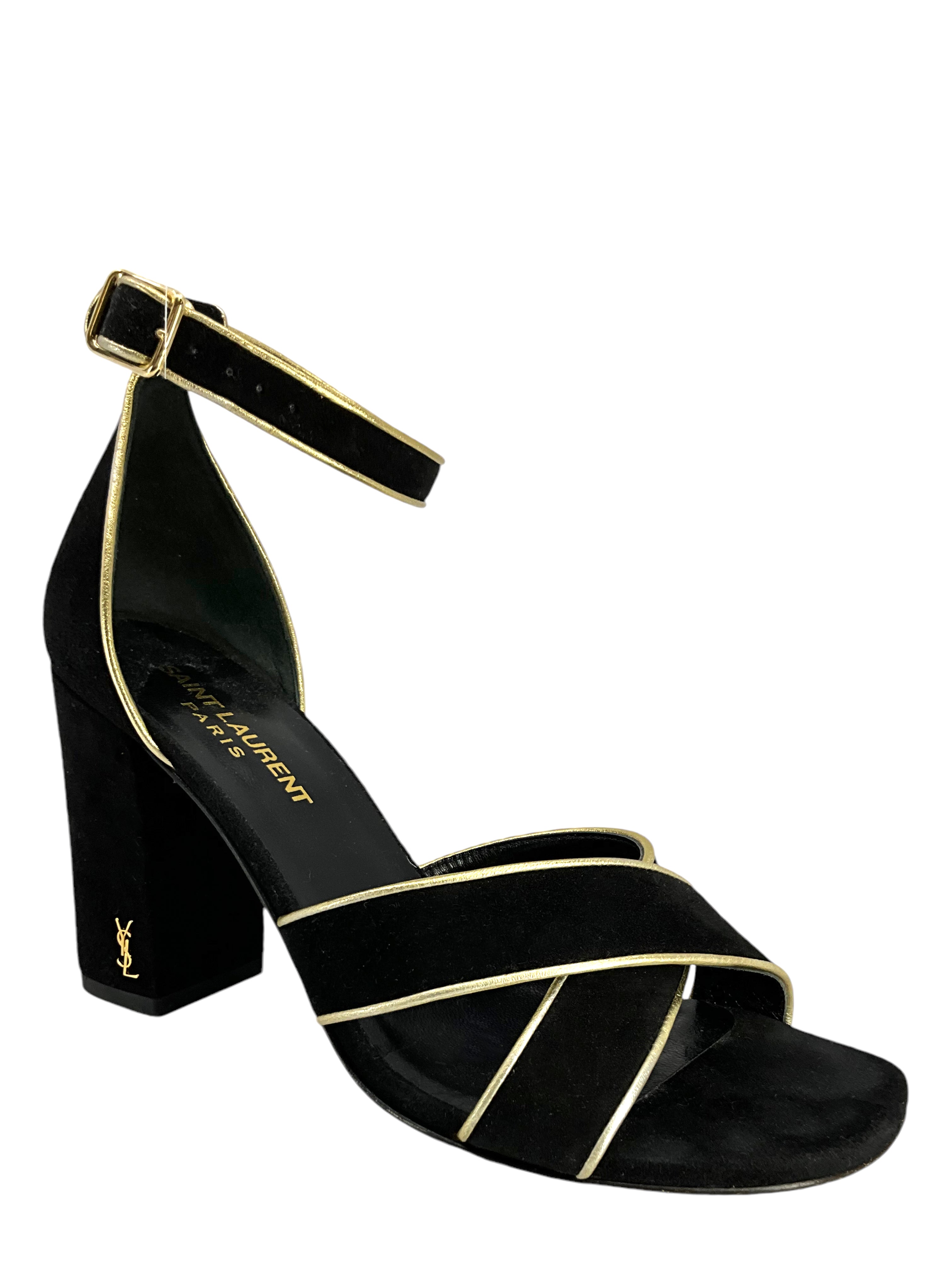 Saint Laurent Babies Suede Ankle Strap Sandals Size 7 - Luxury Toddler Shoes for Special Occasions & Photo Shoots