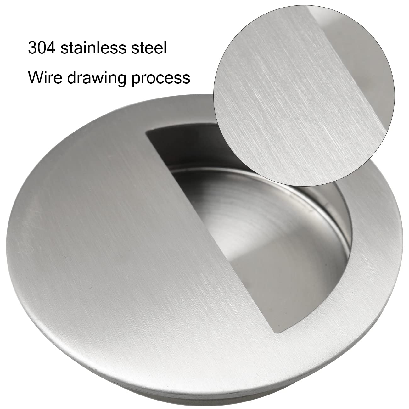 2-Pack 70mm Stainless Steel Recessed Door Handles - Round Invisible Cabinet Pulls for Drawers & Sliding Doors | Durable Hidden Handles for Modern Kitchen & Bathroom Cabinets