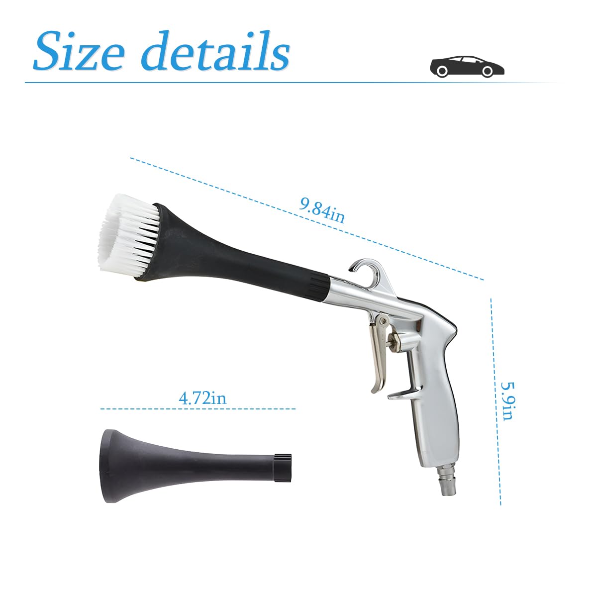AUCELI High Pressure Air Duster Blower Gun for Car Cleaning - 2 Nozzle Set, Automotive Detailing Kit for SUV, Truck, RV, Furniture & Carpet - Perfect for Interior Cleaning, Dust Removal & Vehicle Maintenance