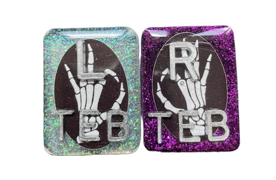 Skeleton Hand X-ray Markers - Personalized Rectangle Glitter Markers with 2-3 Initials - Perfect for Radiologists, Medical Students & Halloween Decor