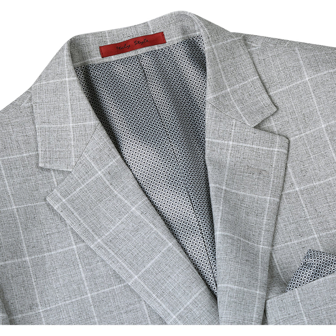 Alessandro Vitello by Renoir Light Gray Slim Fit Notch Lapel Checkered Blazer for Men | Business Formal & Wedding Attire | Office Wear & Special Occasions