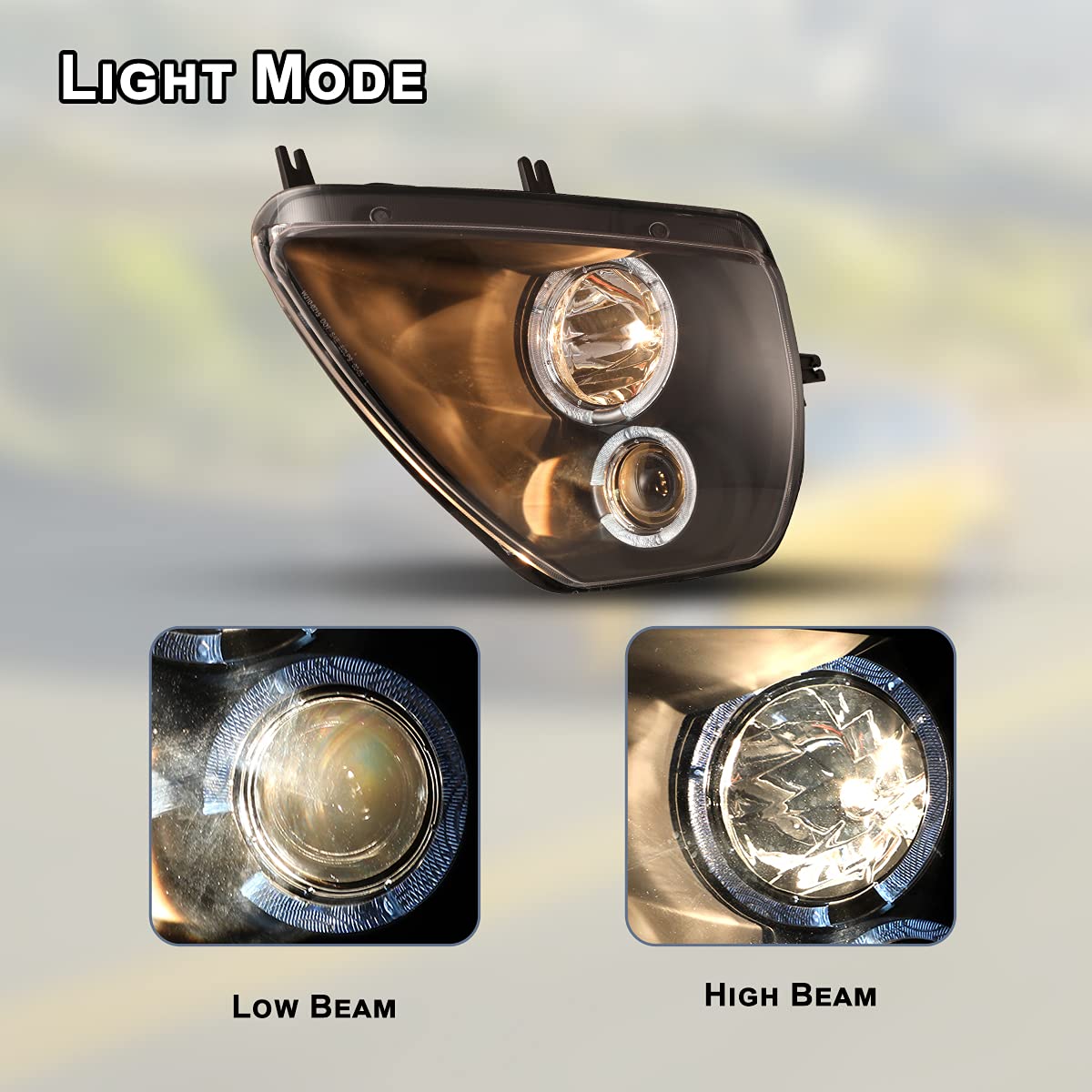ROXX Halo Projector Headlights Assembly for 2000-2005 Mitsubishi Eclipse - Dual Beam, Clear Lens, Black Middle Board (Driver & Passenger Side) | Enhanced Night Visibility & Stylish Upgrade for Your Car