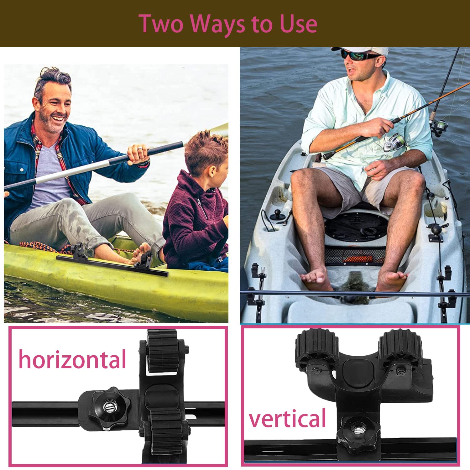 2PCS Kayak Paddle Holder - Track Mount Accessories for Fishing Kayaks | Secure Oar Storage | Perfect for Kayak Fishing & Water Sports Gear Organization