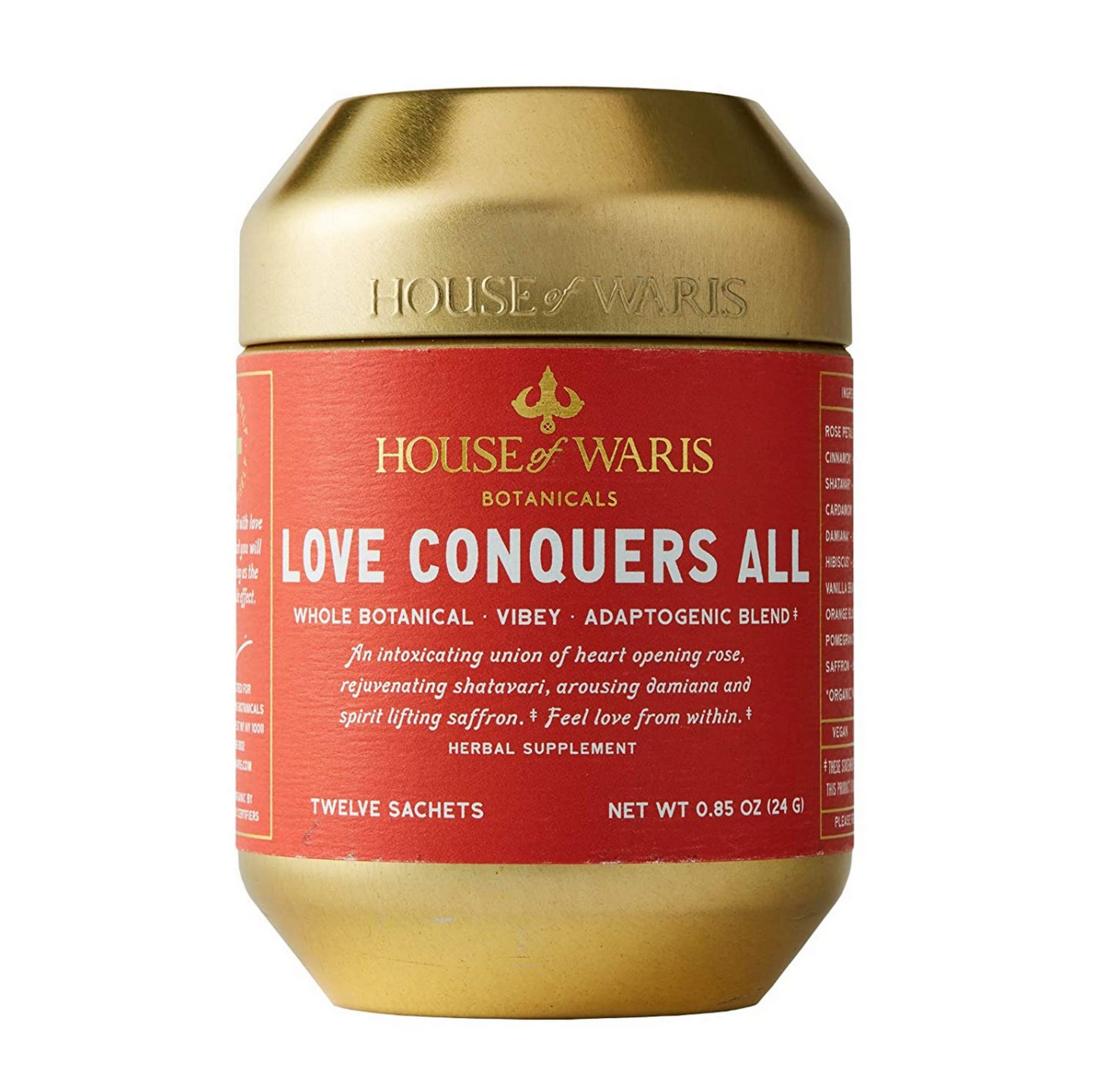 House of Waris Botanicals Love Conquers All Herbal Tea - Gluten Free, Vegan, Organic Herbal Blend for Relaxation & Wellness | Perfect for Stress Relief, Meditation & Evening Rituals
