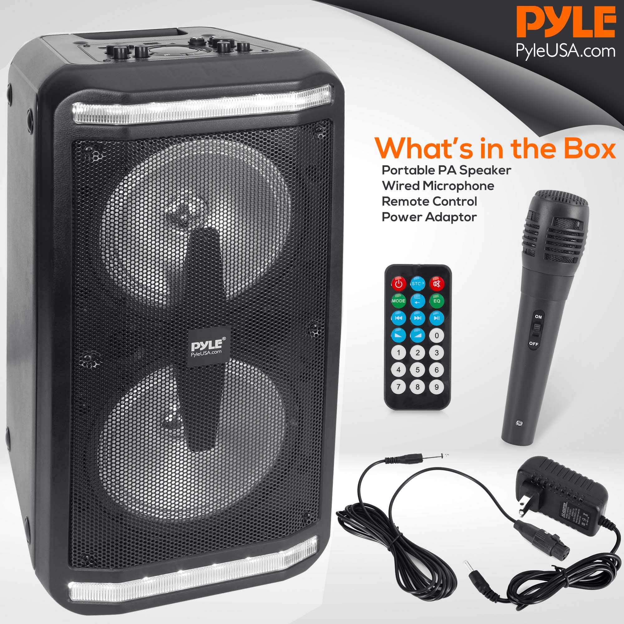 Pyle PPHP266B.5 Bluetooth Karaoke Speaker System with Wired Microphone, 500W Portable Party Speaker with LED Lights, MP3/USB/FM Radio, 6.5