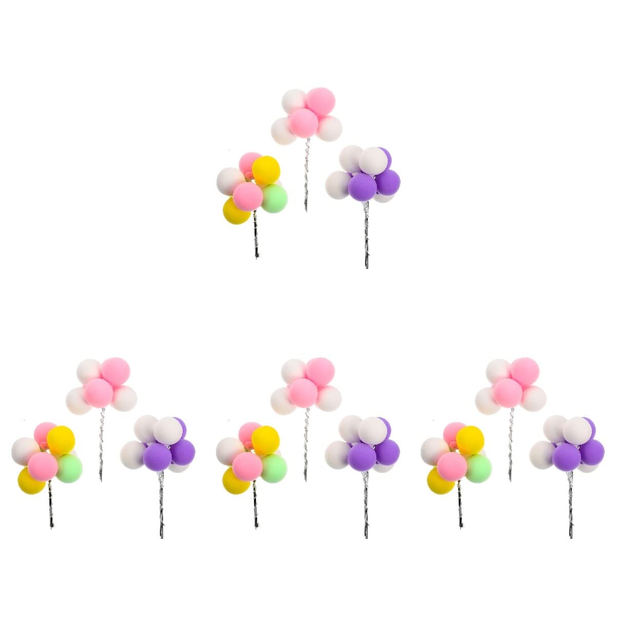 Tofficu 12 Pcs Balloon Clusters - Colorful Balloon Cupcake Toppers for Birthday Party Decorations, Cake Picks, and Balloon Cake Decor - Perfect for Baby Showers, Weddings & Celebrations