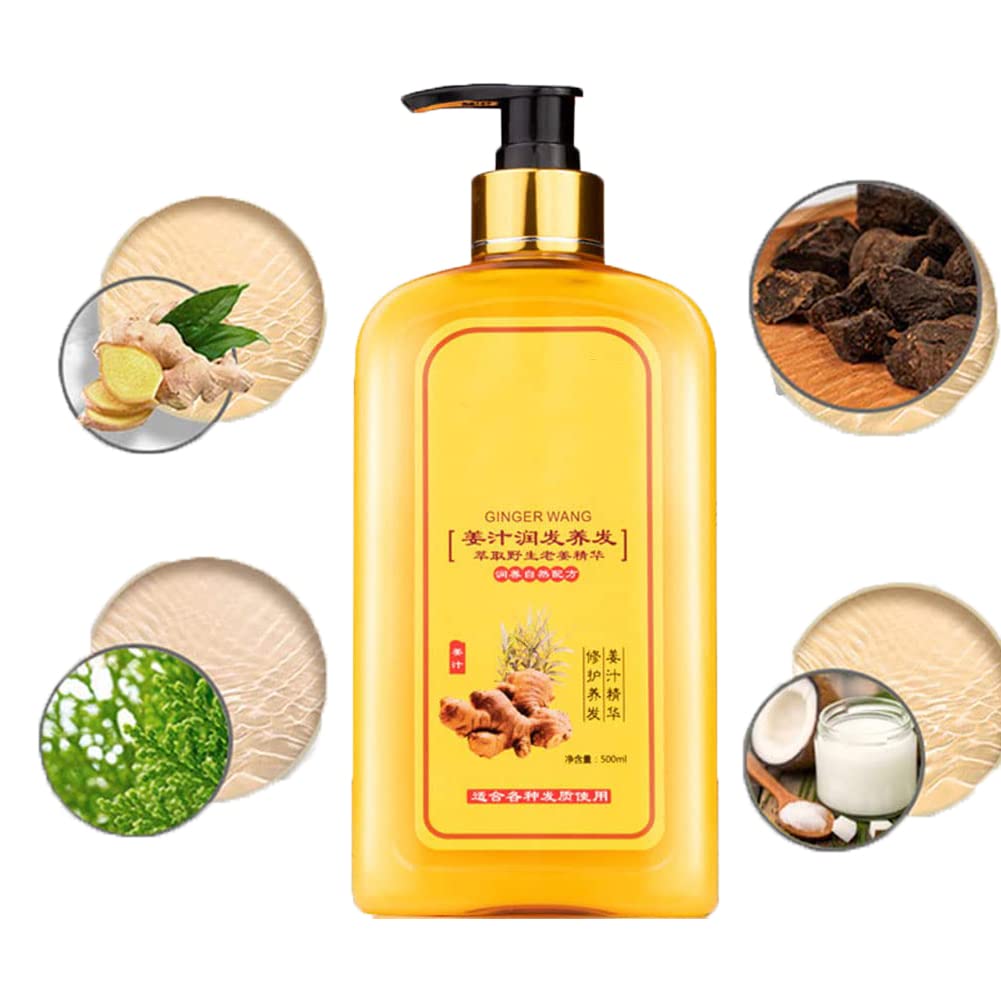 Ginaday Ginger Hair Growth Shampoo for Thinning Hair & Hair Loss - 280ml/500ml Natural Ginger Extract Shampoo for Men & Women - Stimulates Hair Follicles & Promotes Regrowth - Perfect for Daily Hair Care Routine & Scalp Health Maintenance