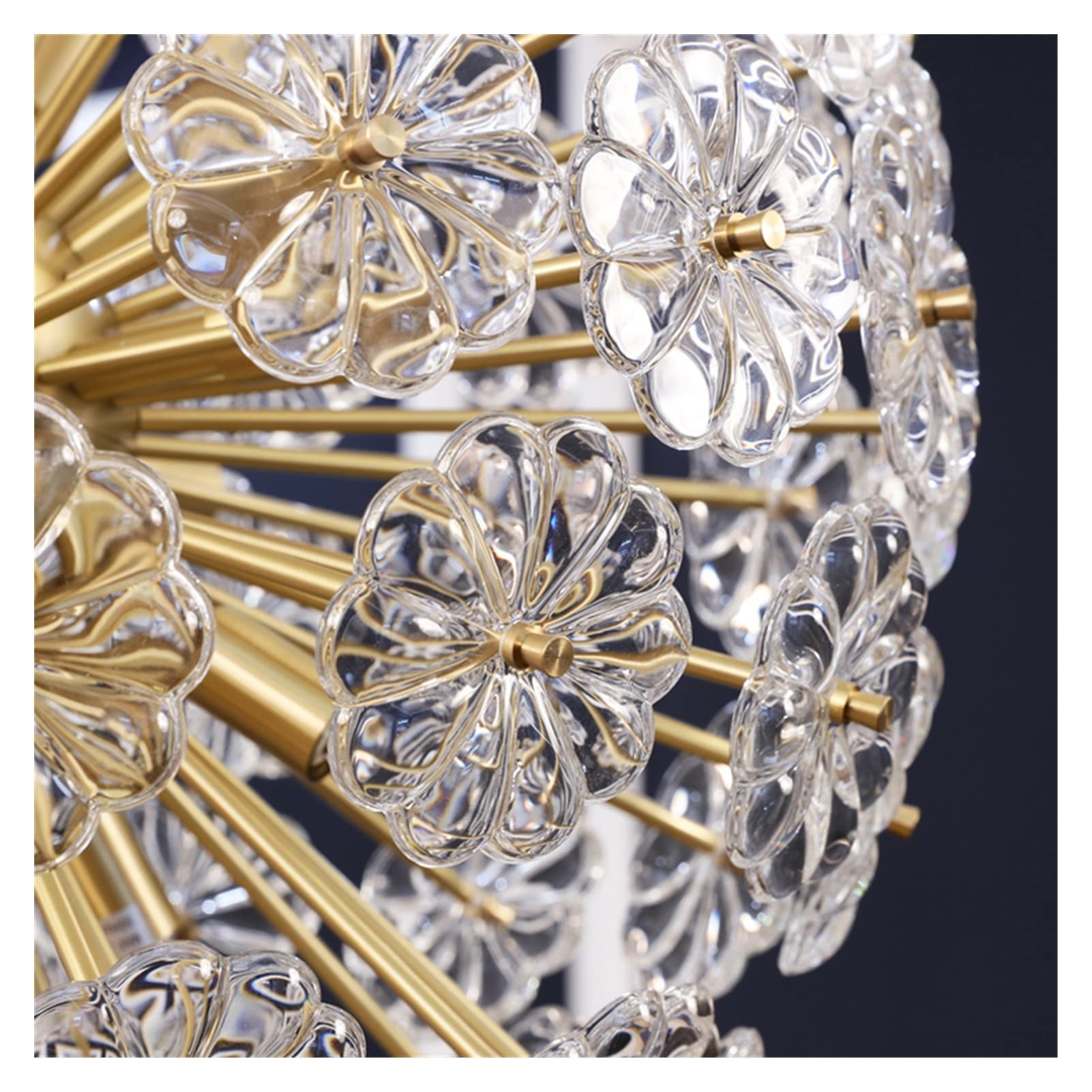 Modern Glass Ball Chandelier with Transparent Flower Petal Design - 11-Light Ceiling Pendant Lamp for Living Room, Bedroom & Dining Hall | Elegant Lighting Fixture for Home Decor, Wedding Venues and Restaurants