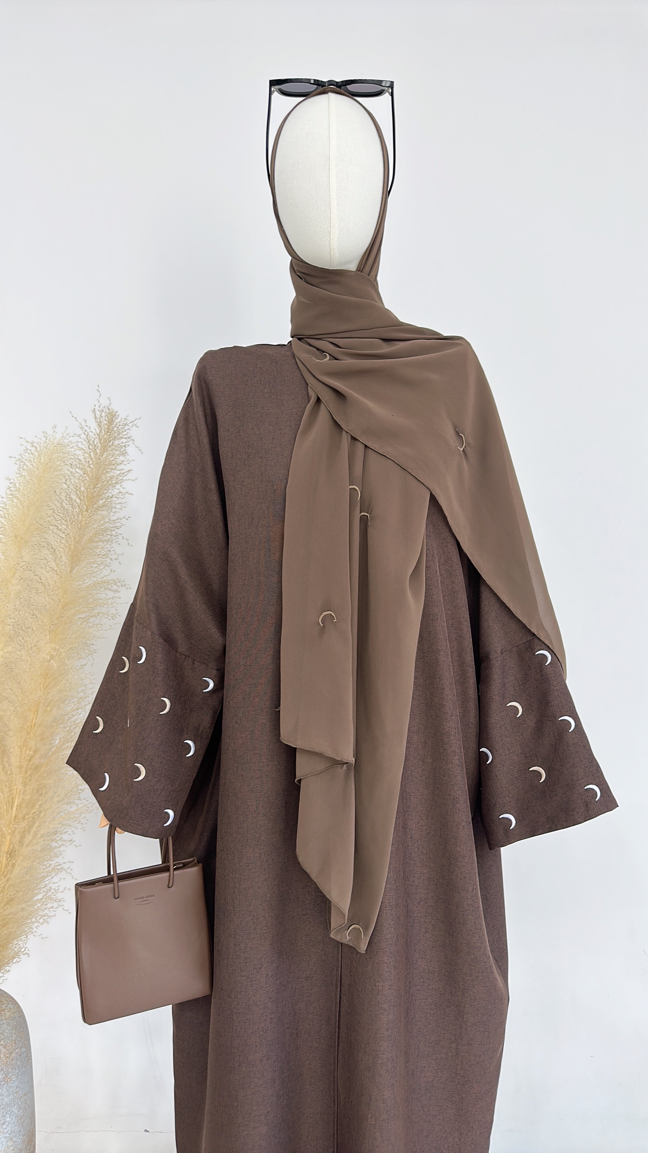 Lightweight Brown Iris Open Abaya Duster - Elegant & Comfortable for Daily Wear, Prayer, and Special Occasions