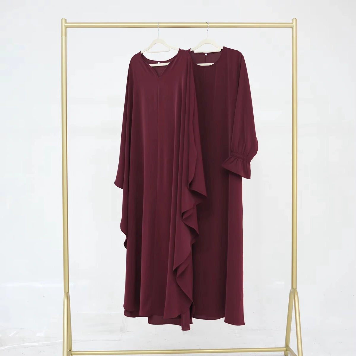 2-Piece Set Nida Abaya Dress with Cape #25949 - Elegant Muslim Women's Prayer Dress for Ramadan & Special Occasions