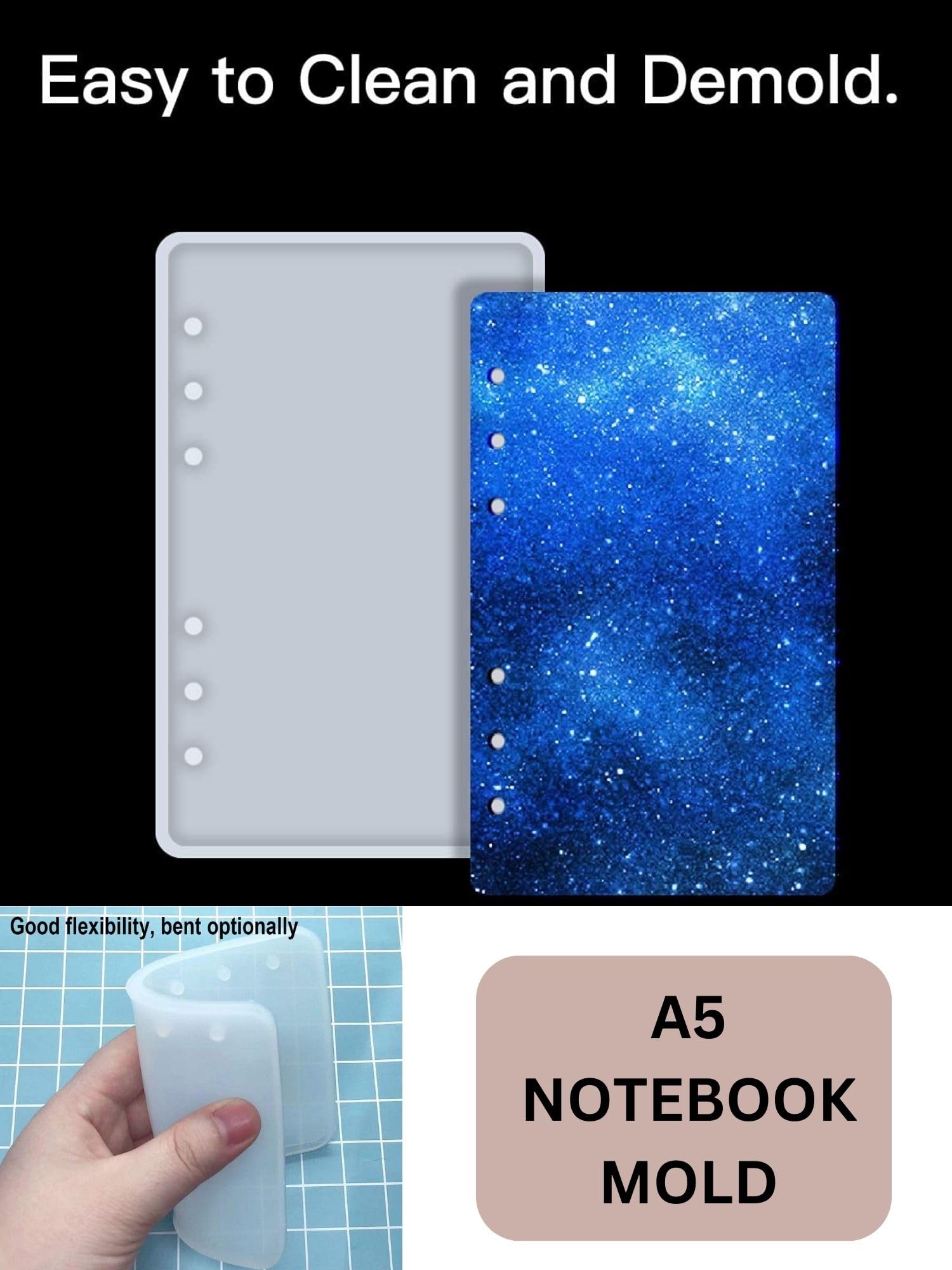 Premium A5 Size Silicone Notebook Cover Mold for Epoxy Resin Casting - DIY Craft Project, Handmade Personalized Gifts & Home Decor - Perfect for Resin Art, Scrapbooking, Journal Making & Creative Gift Ideas