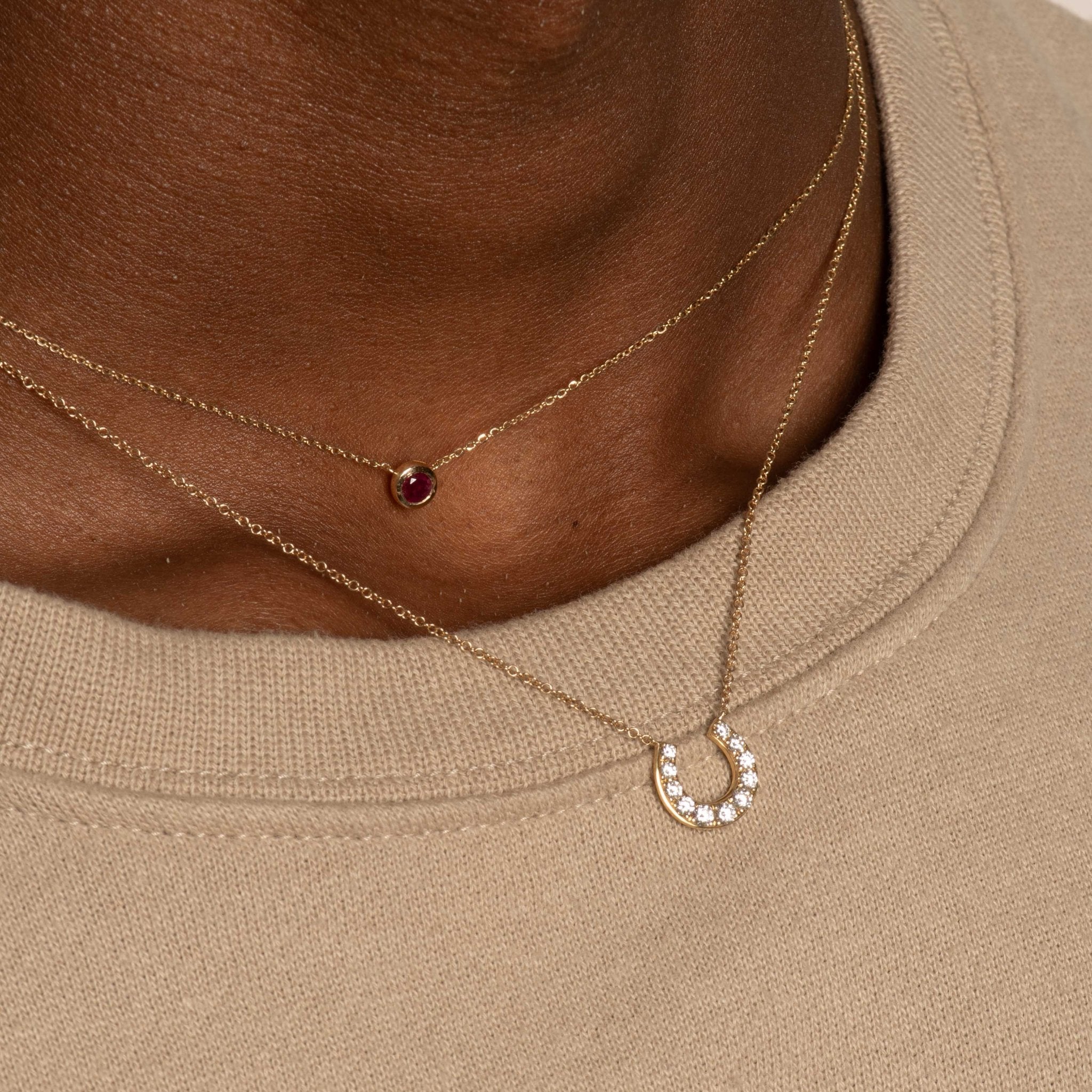 14k Solid Yellow Gold Ruby Station Necklace - Elegant Bezel Set Gemstone Jewelry for Women, Perfect for Gifts, Anniversaries, and Special Occasions