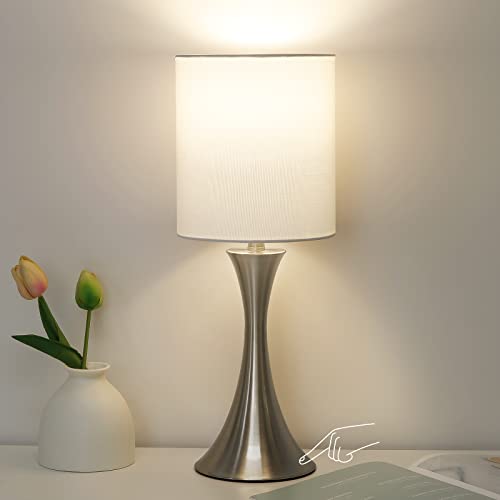 Silver Base with White Shade