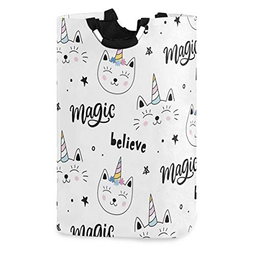 OREZI Caticorns Unicorn Laundry Hamper - Large Collapsible Storage Basket for Kids | Perfect for Home, Bedroom & Nursery Organization | Cute Laundry Bin for Clothes, Toys & Baby Essentials