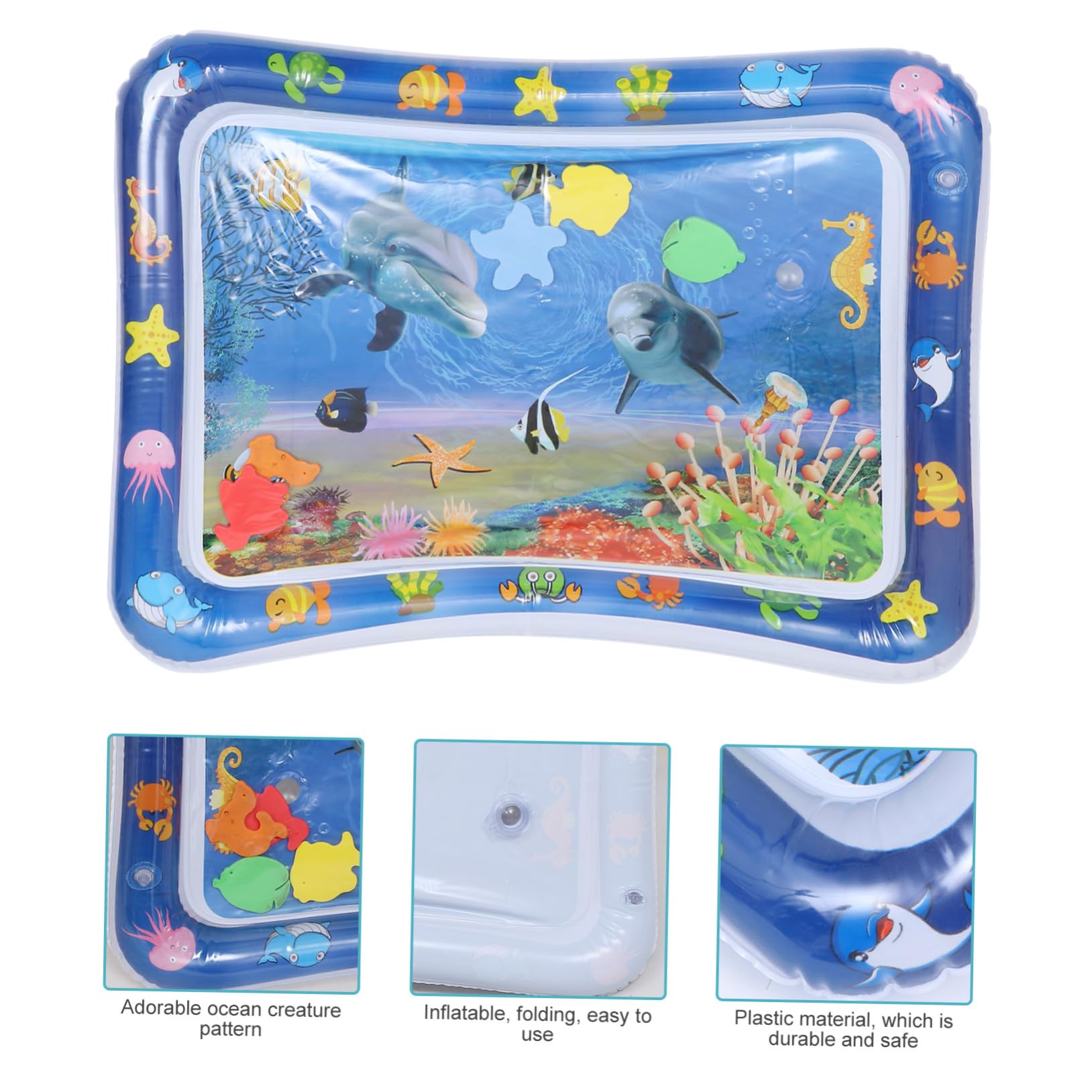 ULDIGI Inflatable Water Play Mat for Babies - Blue Plastic Water Cushion Pad, Outdoor & Indoor Toddler Activity Mat - Perfect for Pool, Beach, Backyard, and Playroom Fun