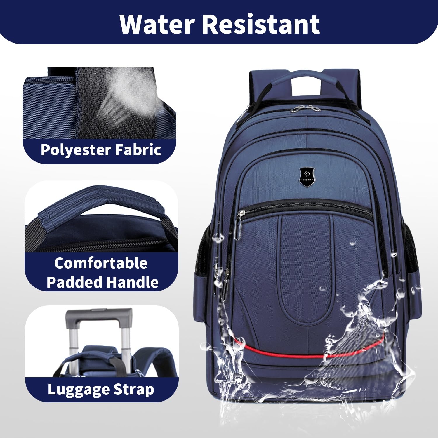 Rolling Backpack for Women & Men - 19.68 Inch Wheeled Laptop Backpack with Wheels for Travel, Work & Business - Lightweight Carry-On Luggage (Blue) - Perfect for Airplane, Commuting & College Students