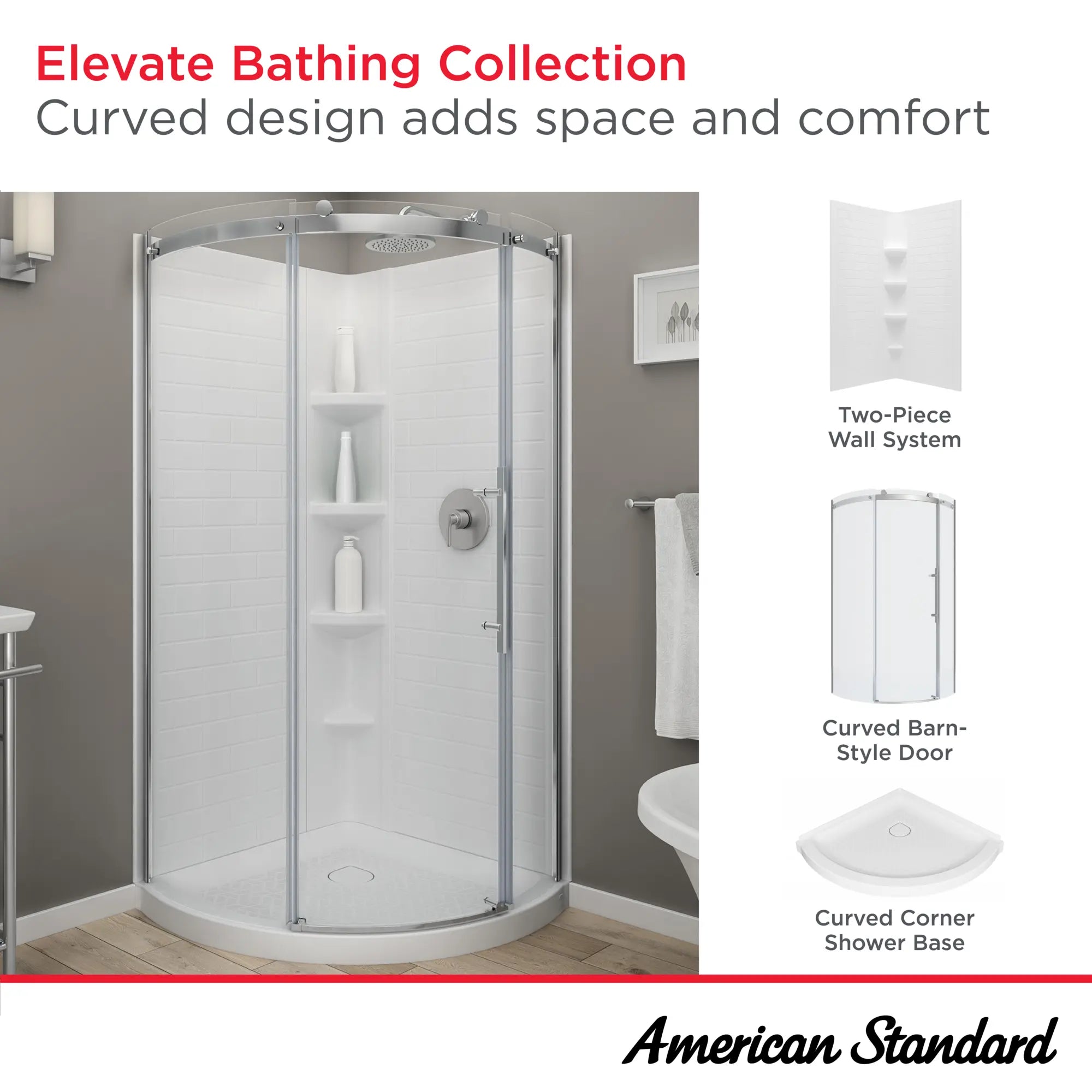 72 Inch High Semi-Frameless Curved Corner Sliding Shower Door - Modern Bathroom Upgrade for Spacious Walk-In Showers