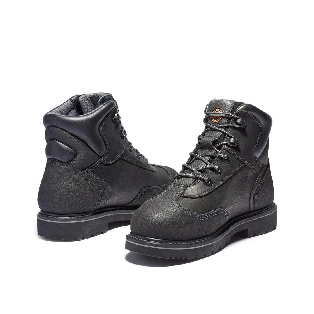 6 Inch Steel Toe Work Boots with Internal Met Guard - Black Safety Shoes for Construction, Warehouse & Industrial Work