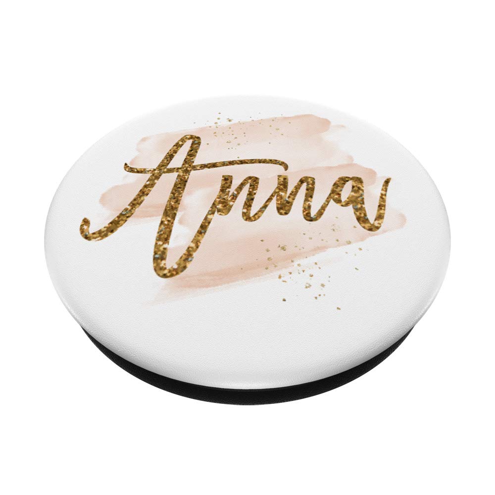 Personalized Anna Faux Gold Script PopSocket - Swappable Phone Grip for Girls & Ladies, Ideal for Daily Use, Travel, and Work