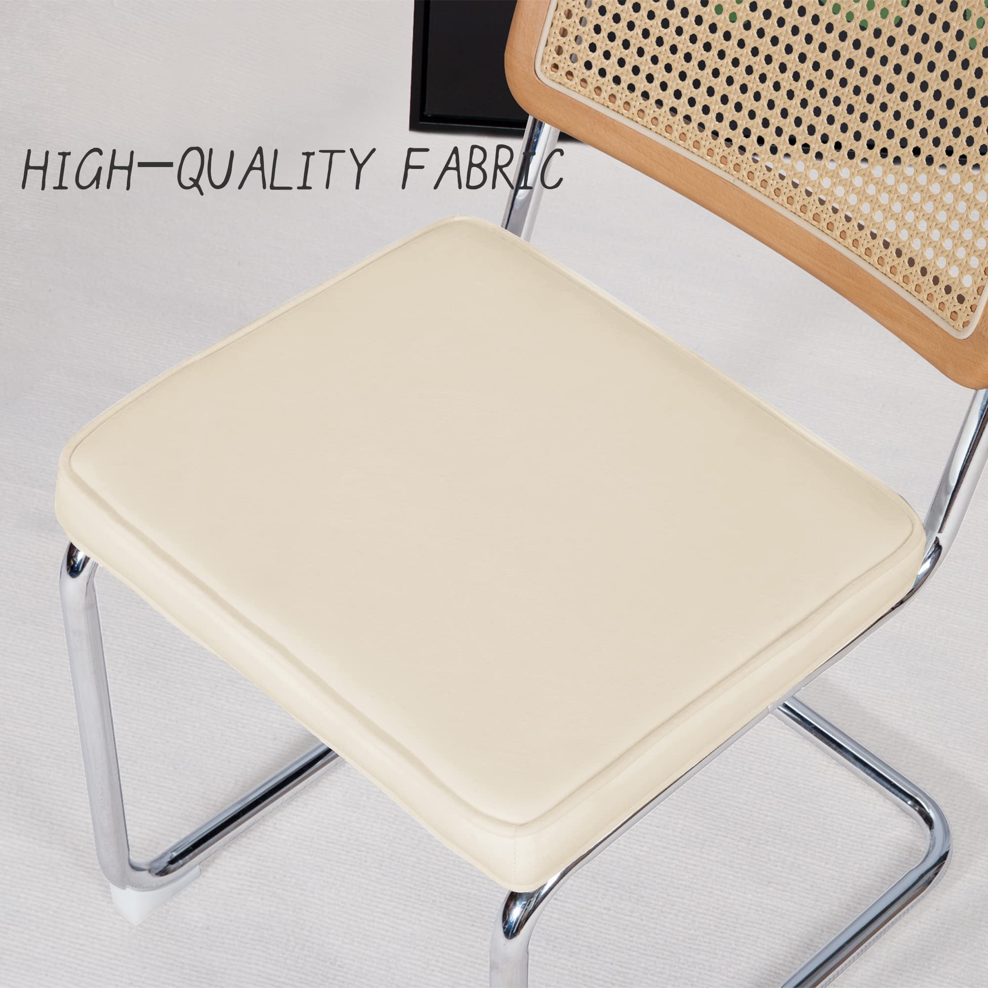 Mid Century Modern Dining Chairs Set of 4 - Velvet Upholstered Rattan Chairs with Chrome Metal Legs & Cushioned Seats - Beige Kitchen, Dining Room, Living Room & Bedroom Accent Chairs for Home Decor