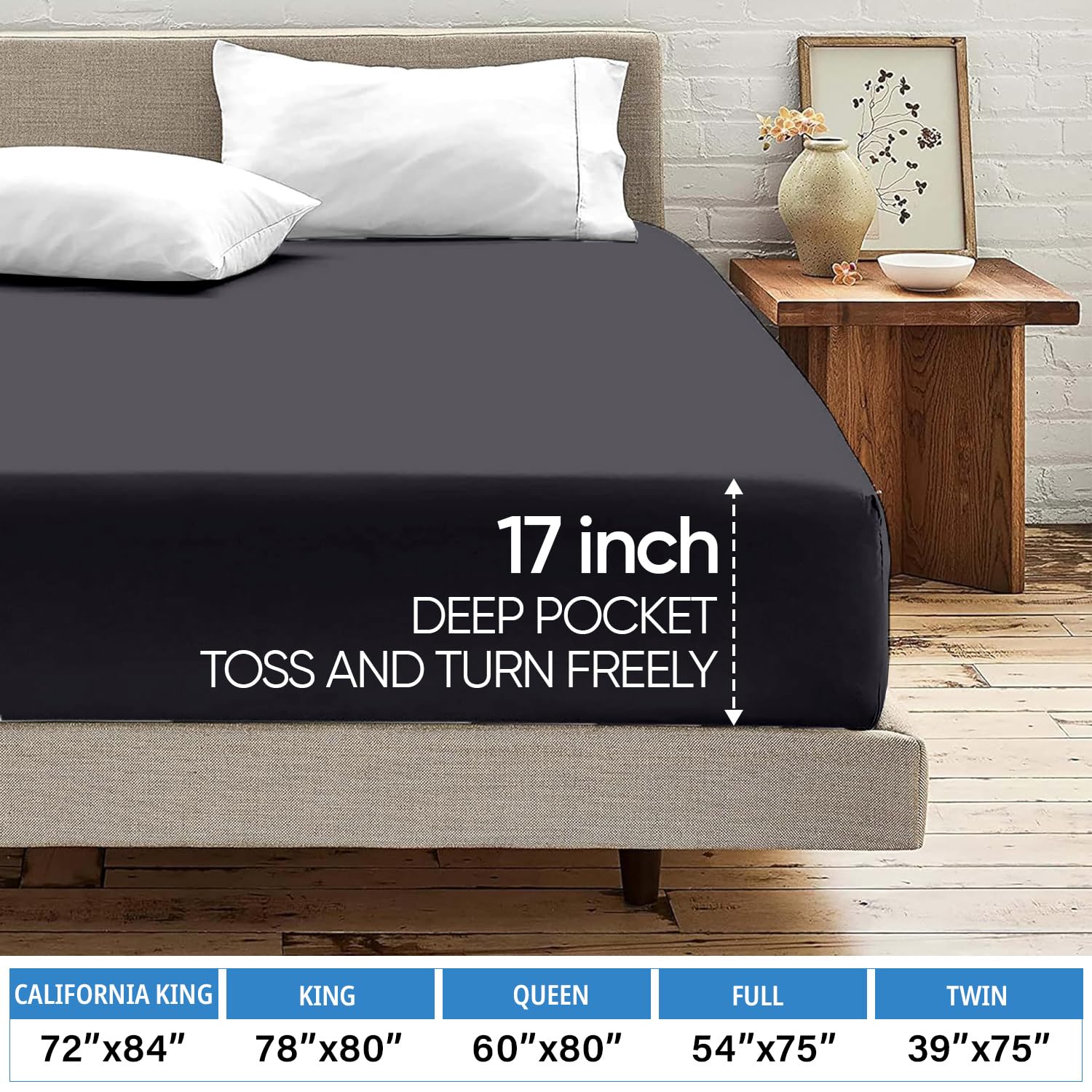 Luxury 100% Egyptian Cotton King Size Fitted Sheet - 1000 Thread Count, Deep Pocket (Up to 17