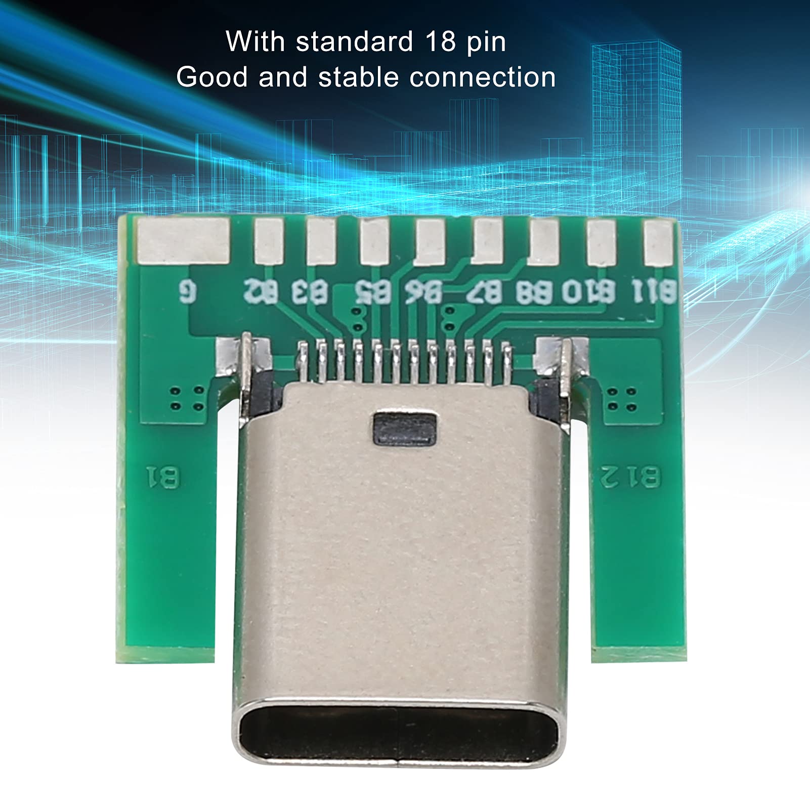 ASHATA eboxer-1 DIY USB 3.1 Type C Connector - 18 Pin Male/Female Plug Socket Adapter with PCB Board - Perfect for Laptop, Smartphone & Electronics Repair