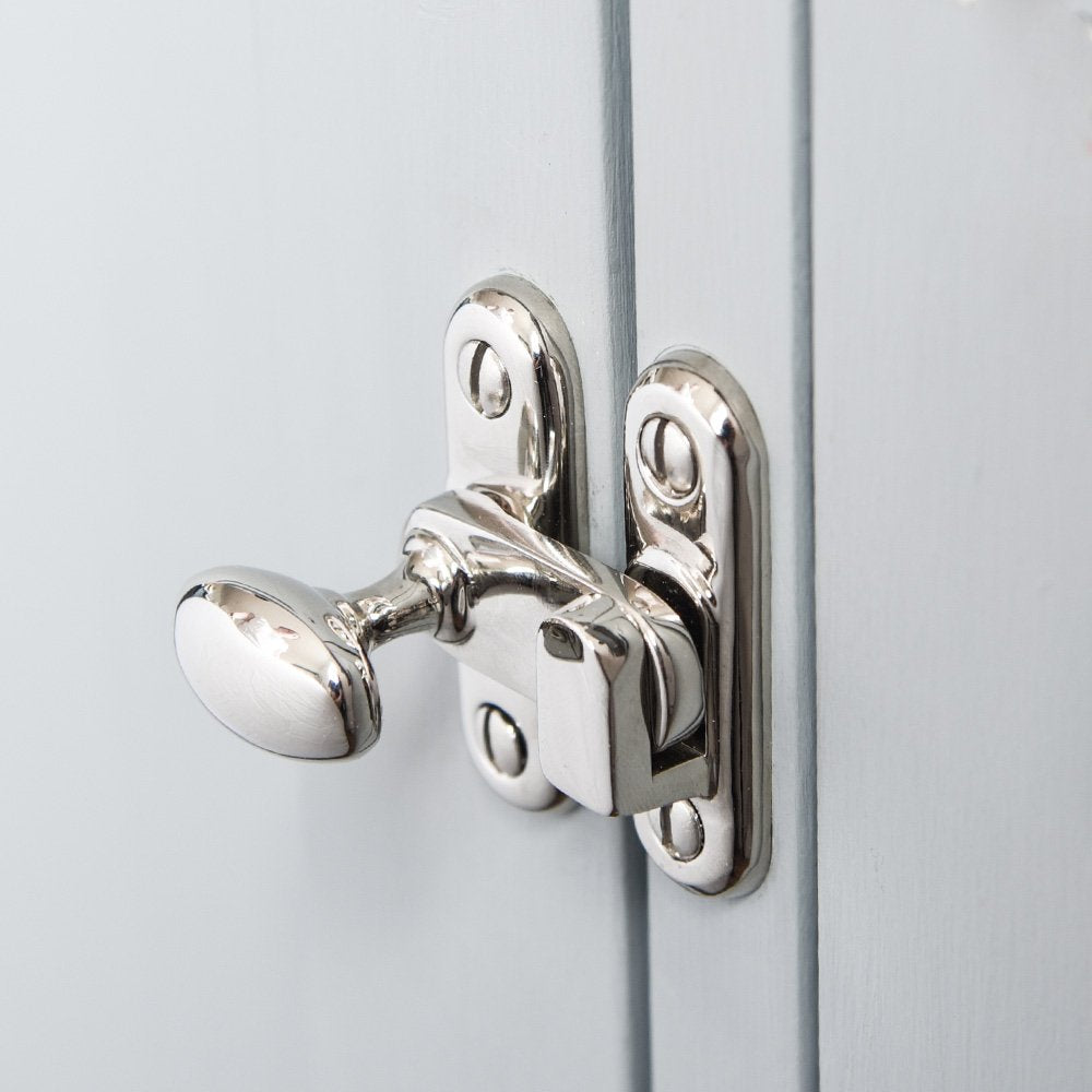 Polished Nickel Oval Cupboard Catch - Durable Cabinet Latch for Kitchen, Bathroom & Furniture - Secure Drawers & Doors with Style