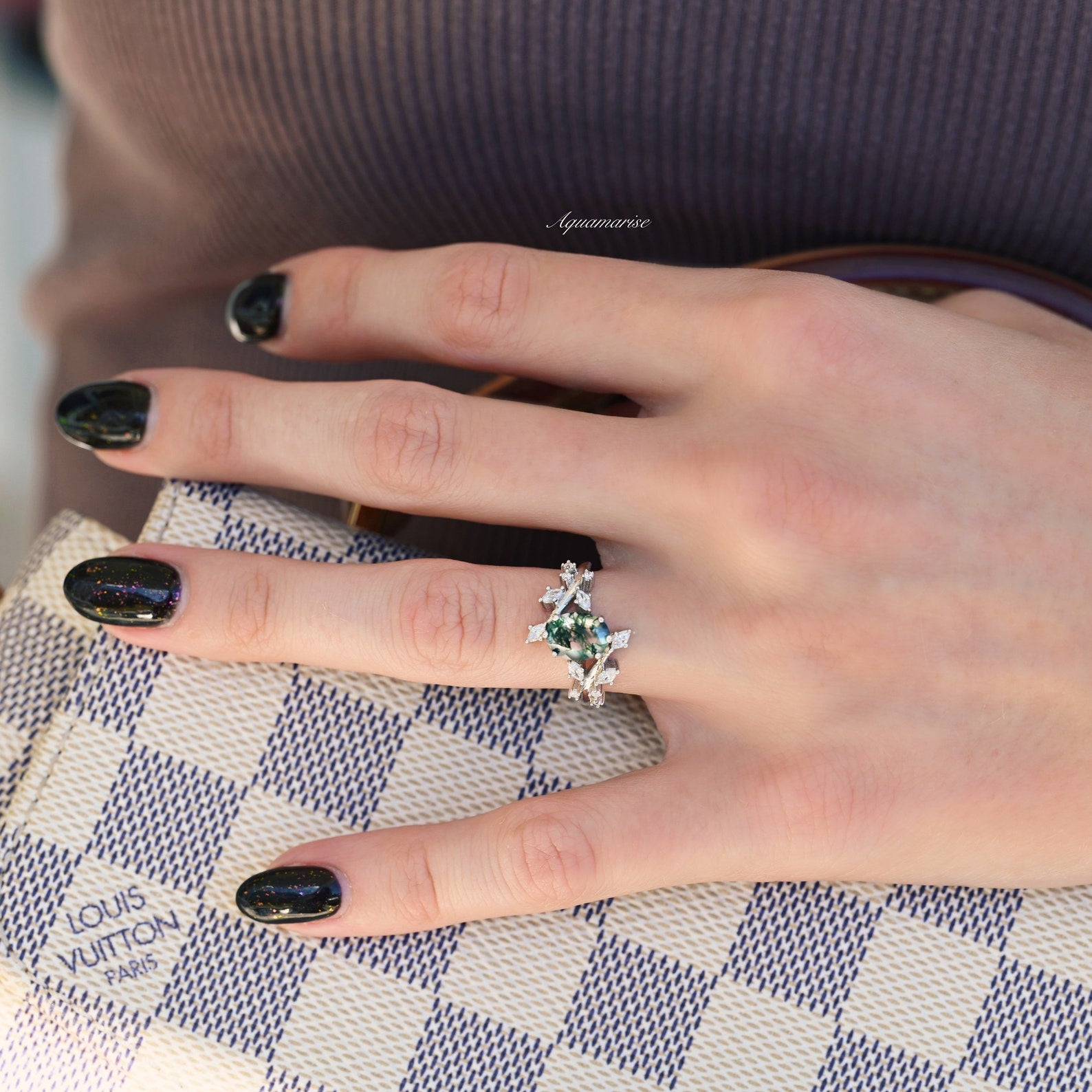 Green Moss Agate Leaf Ring in Sterling Silver - Nature-Inspired Jewelry for Women, Boho Style Gift for Her, Perfect for Everyday Wear & Special Occasions