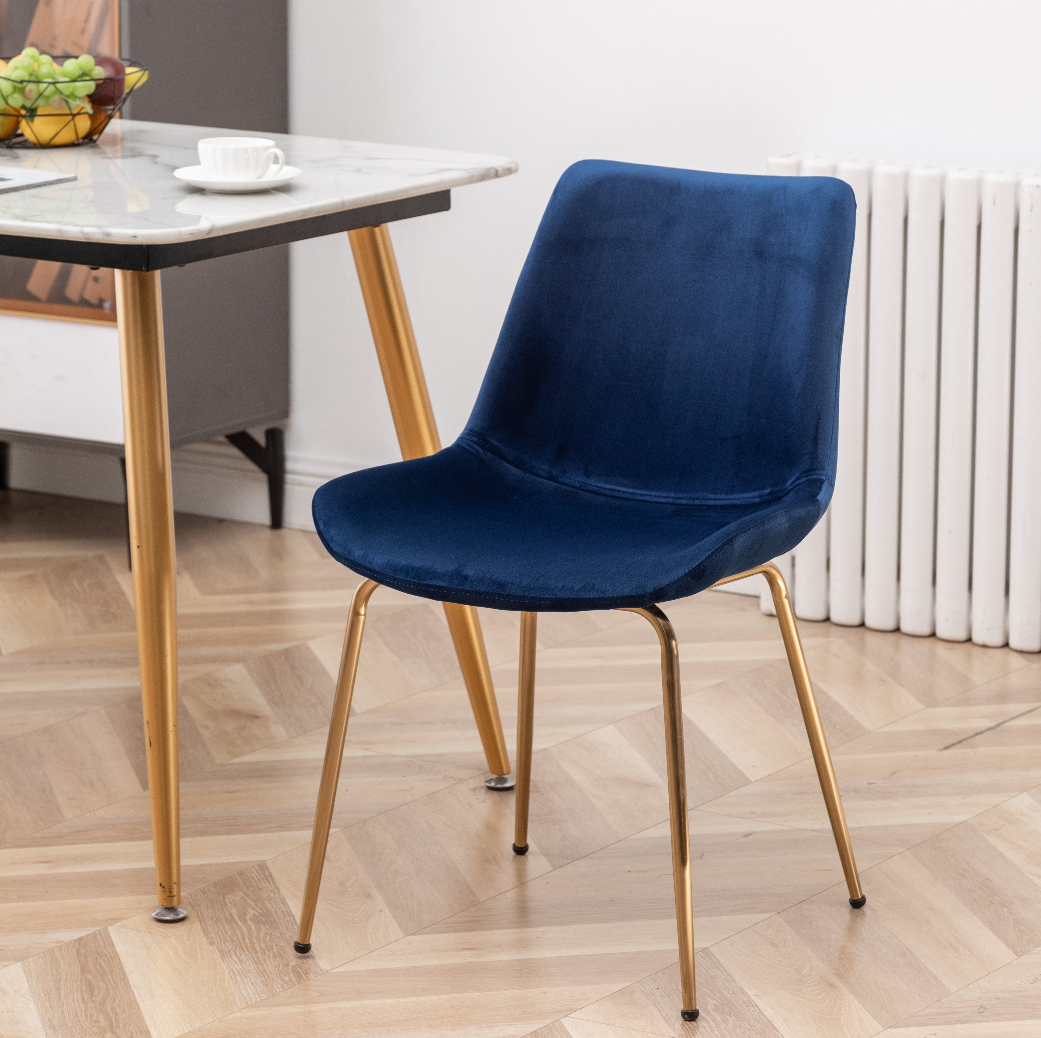 Roundhill Furniture Aufurr Modern Velvet Dining Chairs, Set of 2 - Mid-Century Style Upholstered Side Chairs for Dining Room, Kitchen, or Office