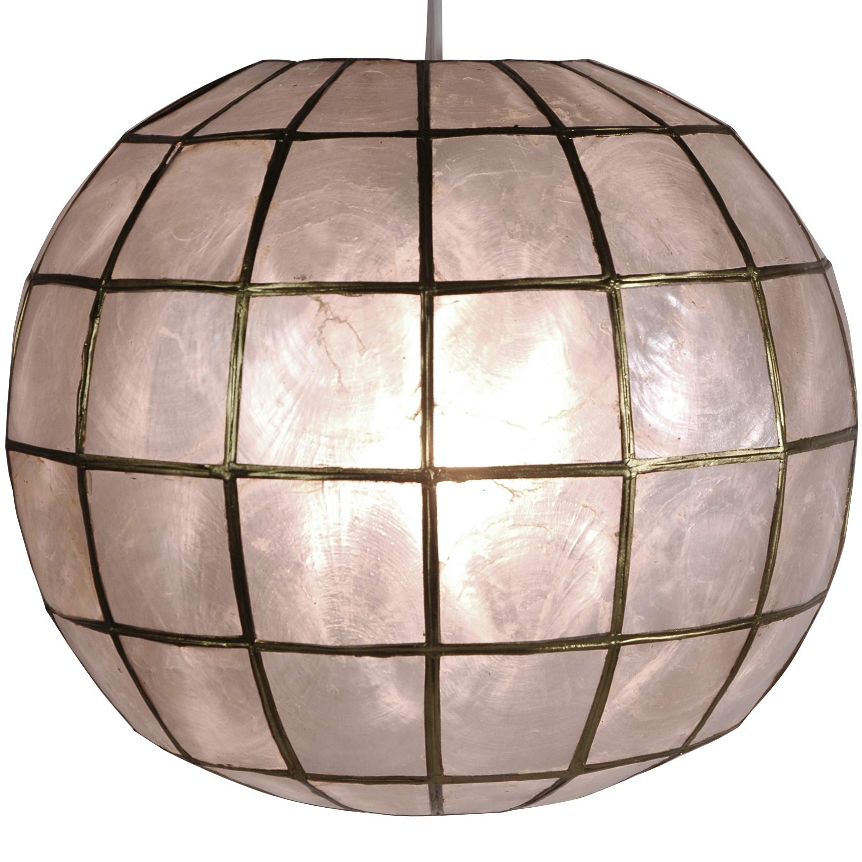 Red Lantern Princess Capiz Hanging Lamp - Elegant Handmade Shell Chandelier for Bedroom, Living Room & Dining Room Decor