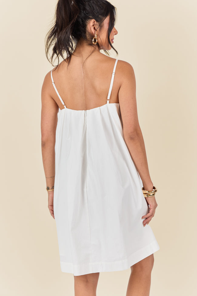 No Looking Back White Button Front Mini Dress for Women - Summer Casual & Party Outfit - Perfect for Dates, Vacations, and Night Out