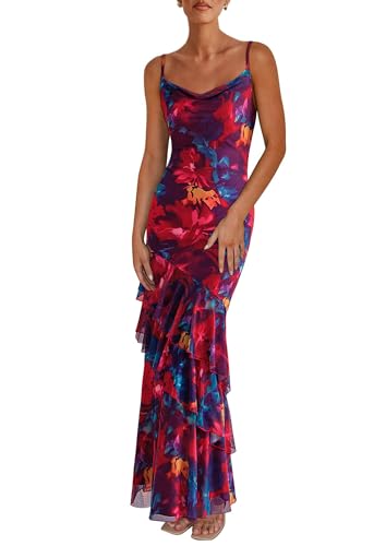 Navy Red Big Floral