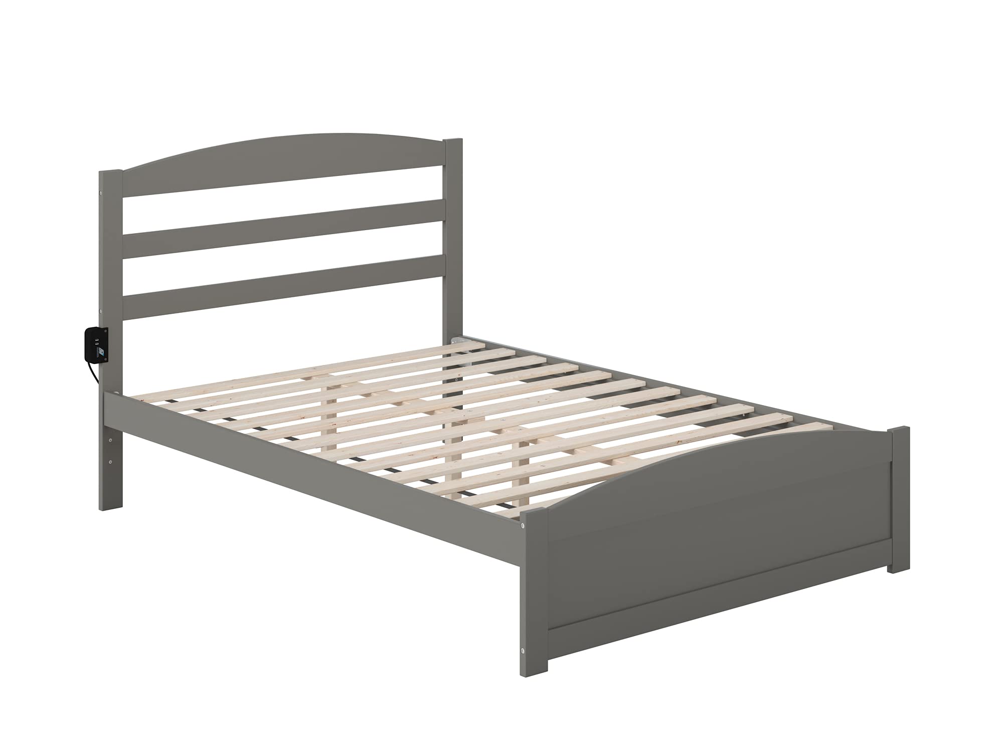 AFI Warren Full Size Platform Bed with Footboard & USB Charging Station - Modern Grey Wood Bed Frame for Master Bedroom, Guest Room, or Apartment