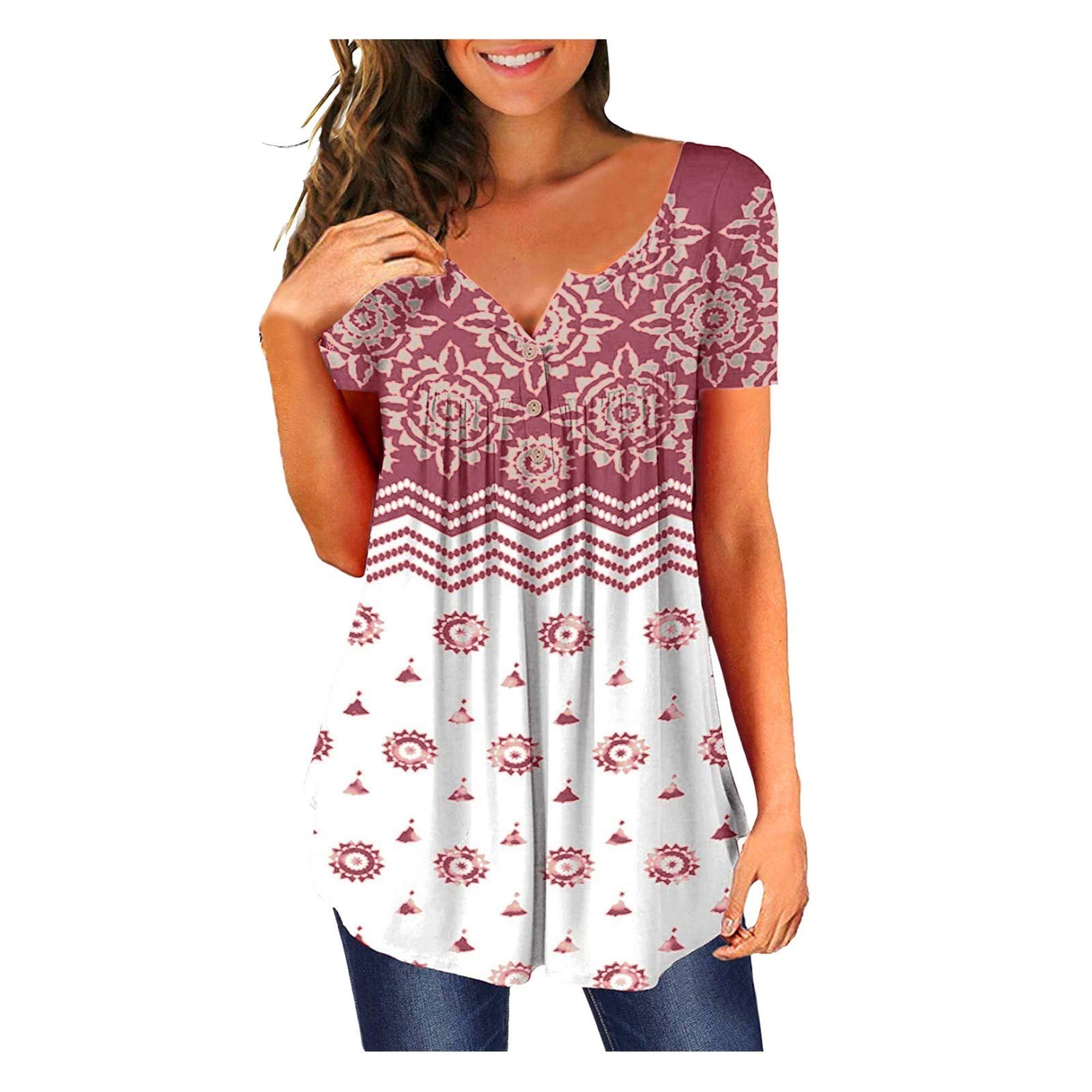 Women's Crop Tops 5-Pack - Short Sleeve Summer T-Shirts, Funny Fashion Loose Fit Plus Size Tops for Casual Wear, Beach & Vacation Outfits