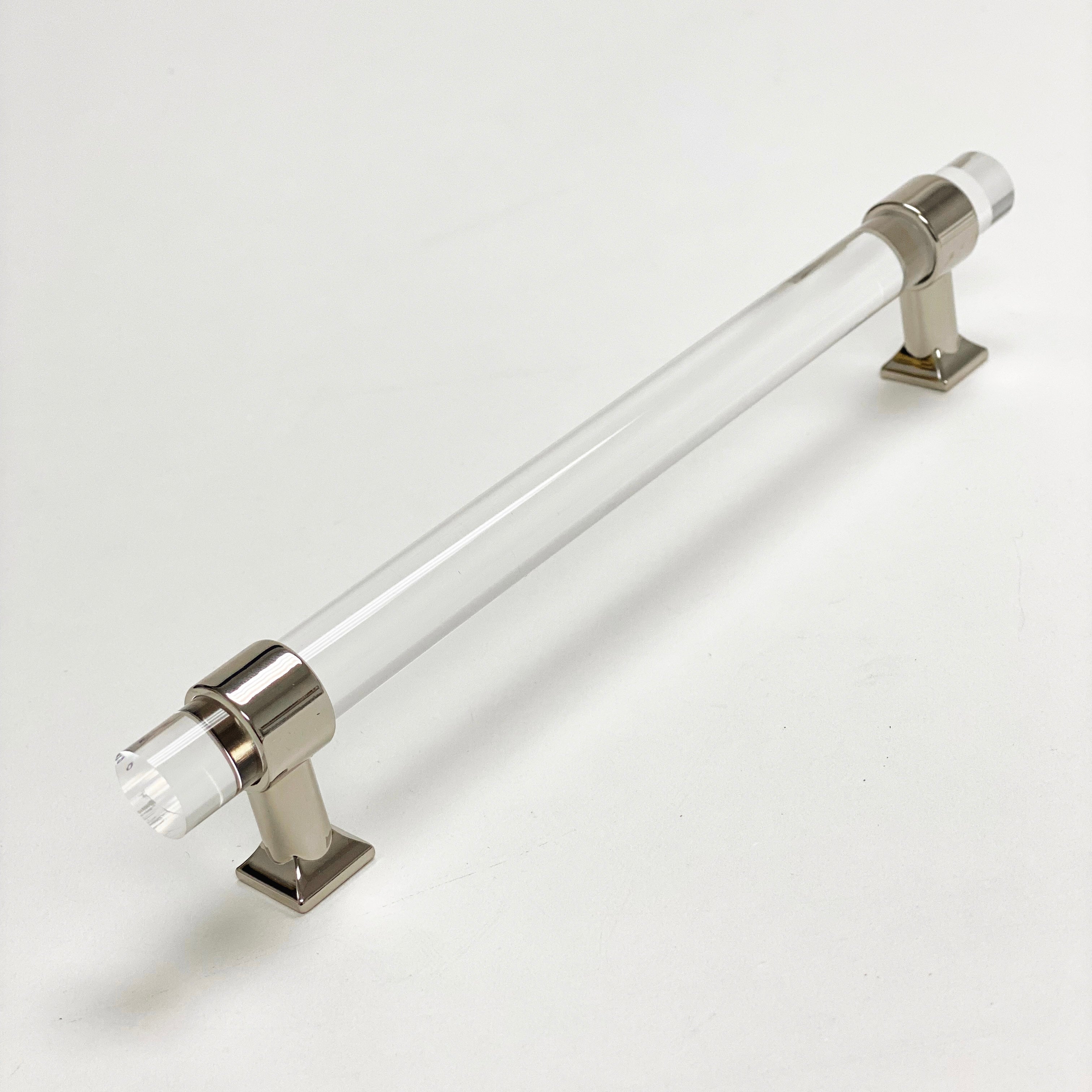 Polished Nickel Nash Drawer Pulls & Cabinet Knobs - Modern Lucite Hardware for Kitchen & Bathroom Cabinets - Durable & Stylish Home Upgrade