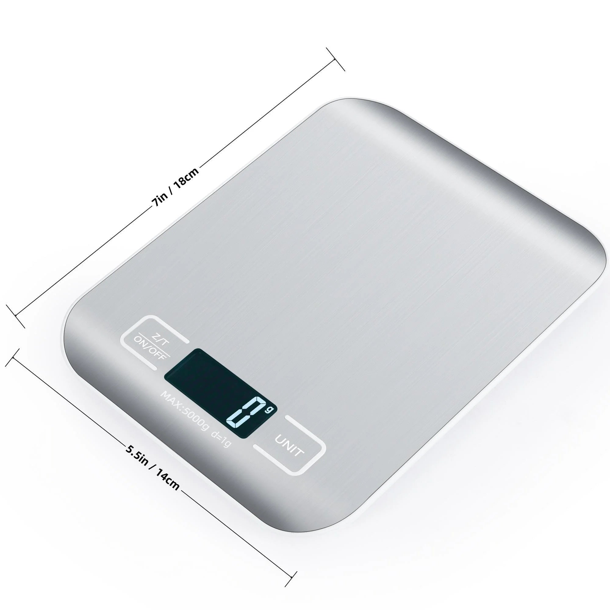 ANYCO Anygleam Digital Kitchen Scale - 5kg/11lb Stainless Steel Coffee & Food Scale (Silver) | Precise Measuring for Baking, Cooking, Coffee Brewing & Meal Prep