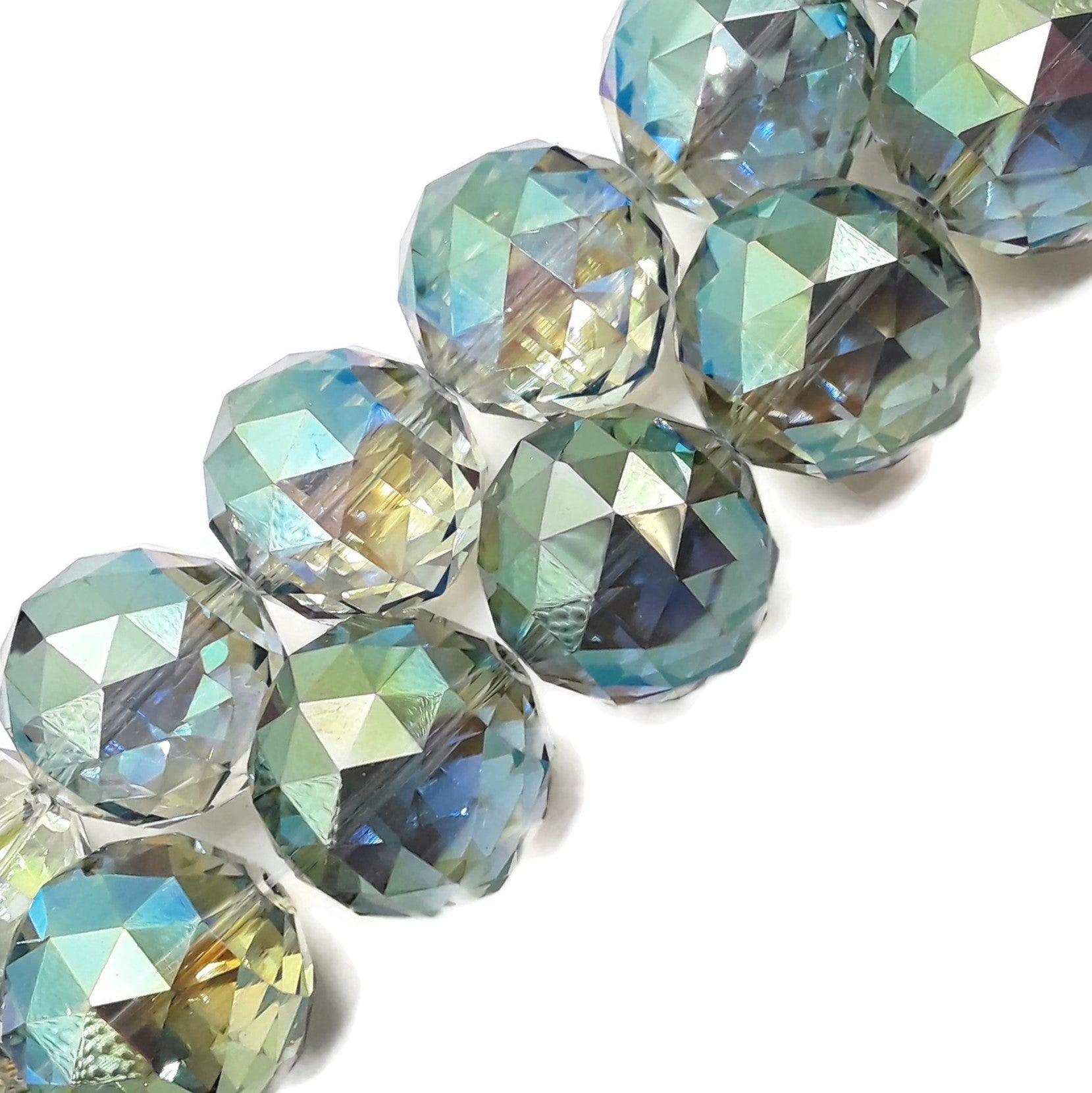 Clear Green AB Crystal Glass Faceted Balls - 24mm & 30mm Chandelier Beads (8 Strands) | Sun Catcher Decor for Windows, DIY Lighting & Home Decoration