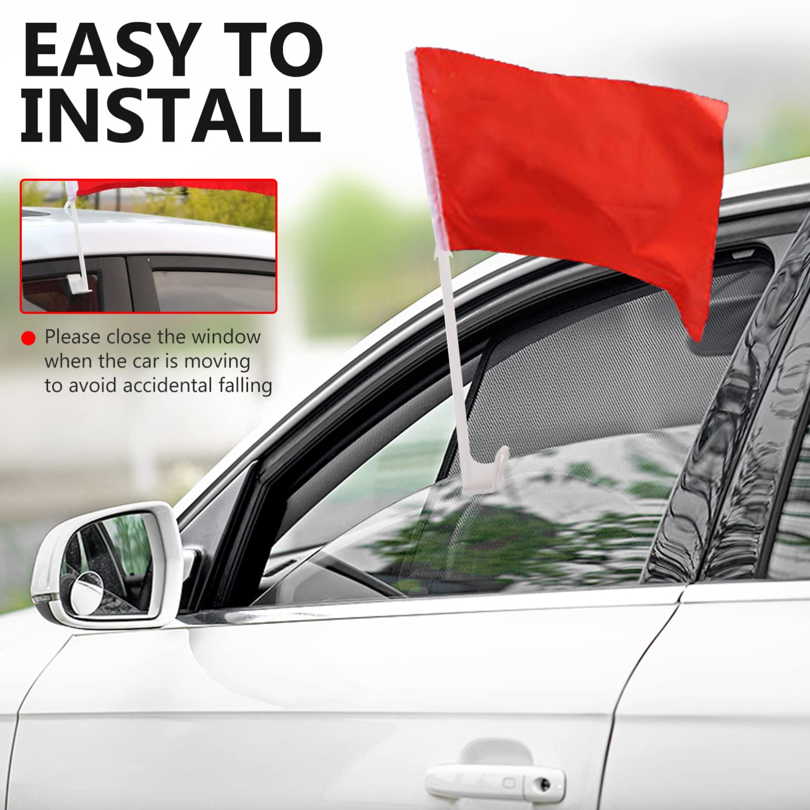 DOITOOL 10Pcs Car Flag Poles - White Vehicle Window Flag Holders for National Flags & Warning Flags | Perfect for Sports Events, Parades, and Patriotic Displays
