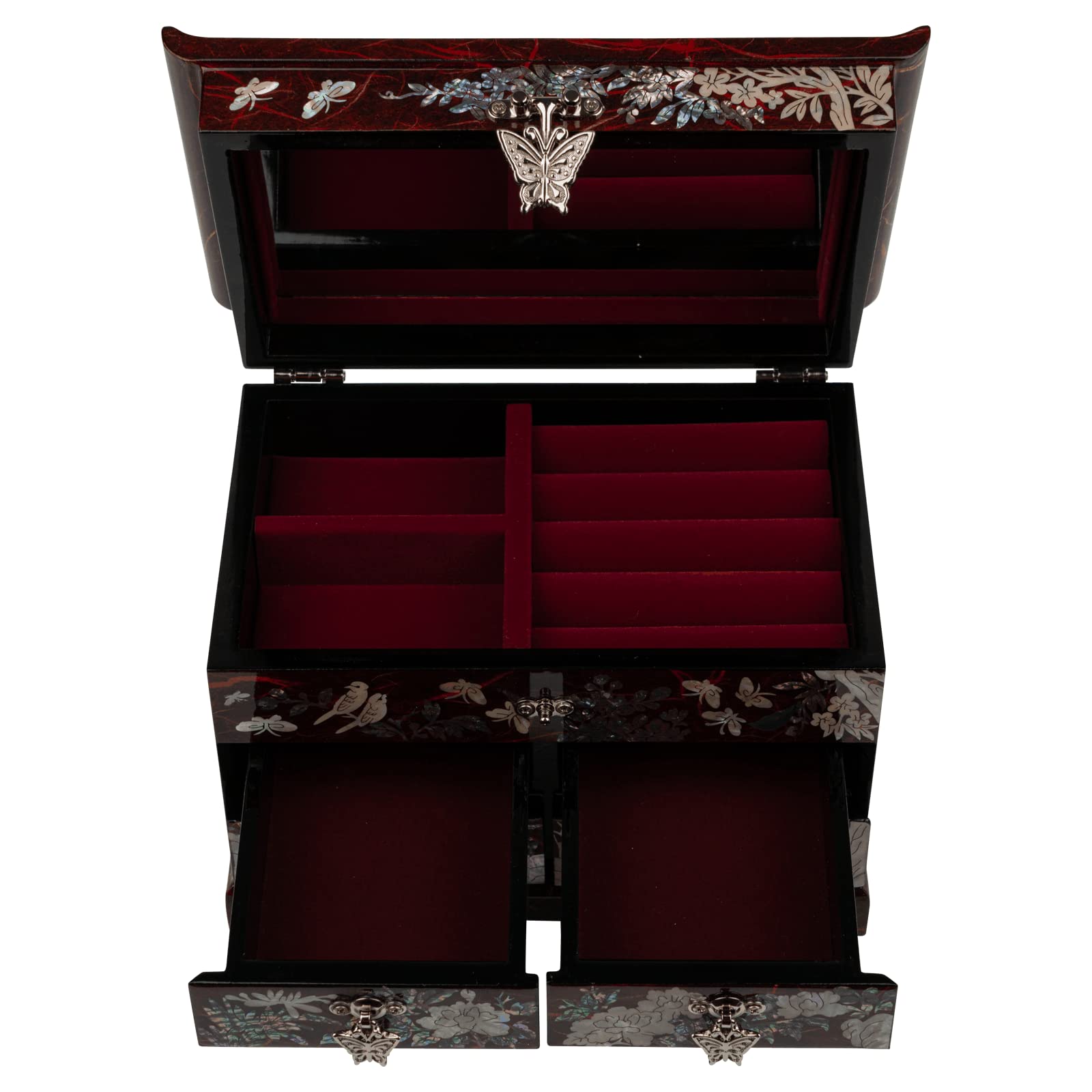 Handcrafted February Mountain Mother of Pearl Jewelry Box - Korean Traditional Design | Unique Keepsake Organizer for Women, Mom & Grandma | Perfect Gift for Christmas, Birthday & Anniversary | Elegant Storage for Necklaces, Rings & Earrings at Home or Travel