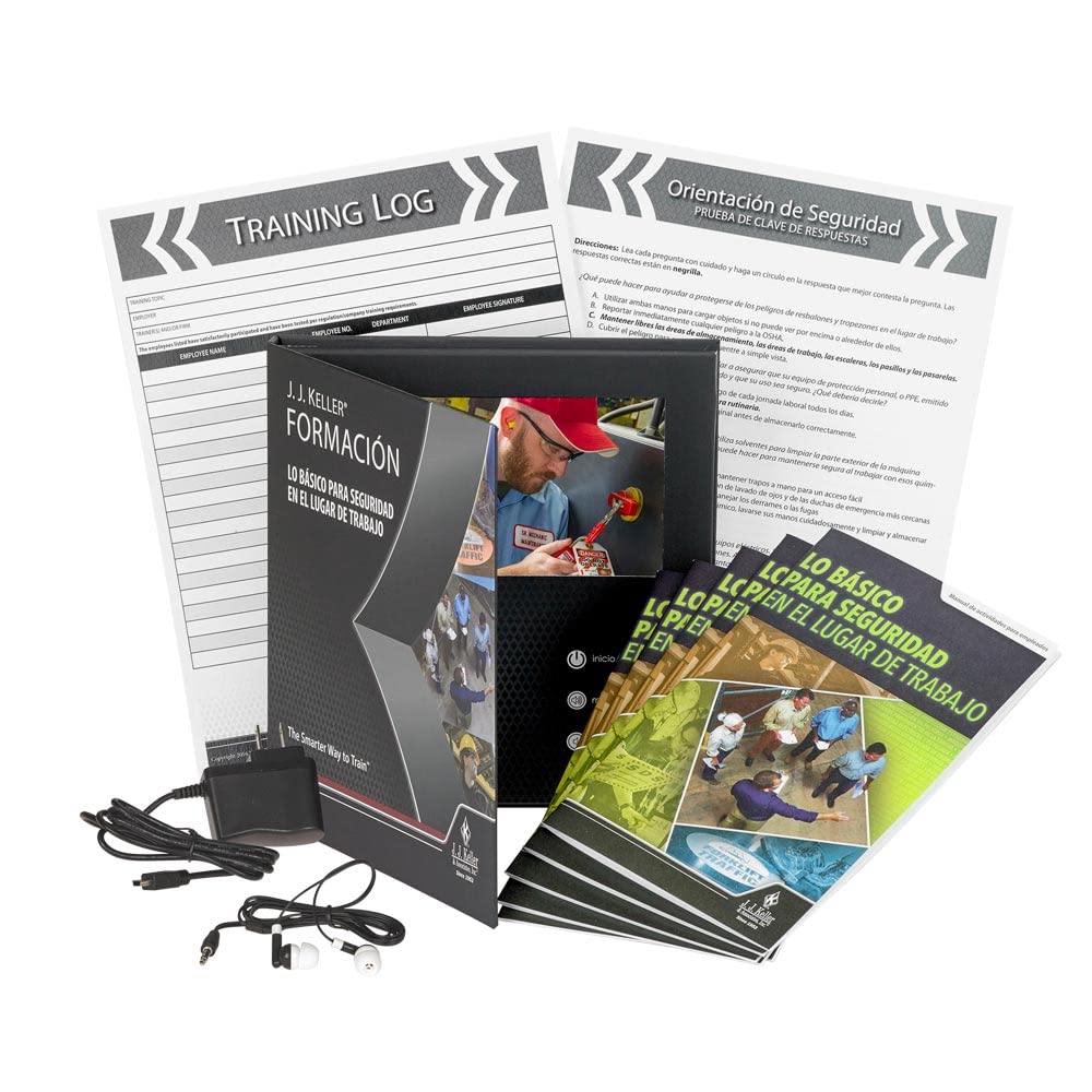 Workplace Safety Basics Spanish Video Training Book - Comprehensive Guide on Slips, Trips, Falls, PPE, Electrical Safety, LOTO, HAZWOPER & More by J.J. Keller & Associates | OSHA Compliance Training for Construction, Manufacturing & Industrial Workers