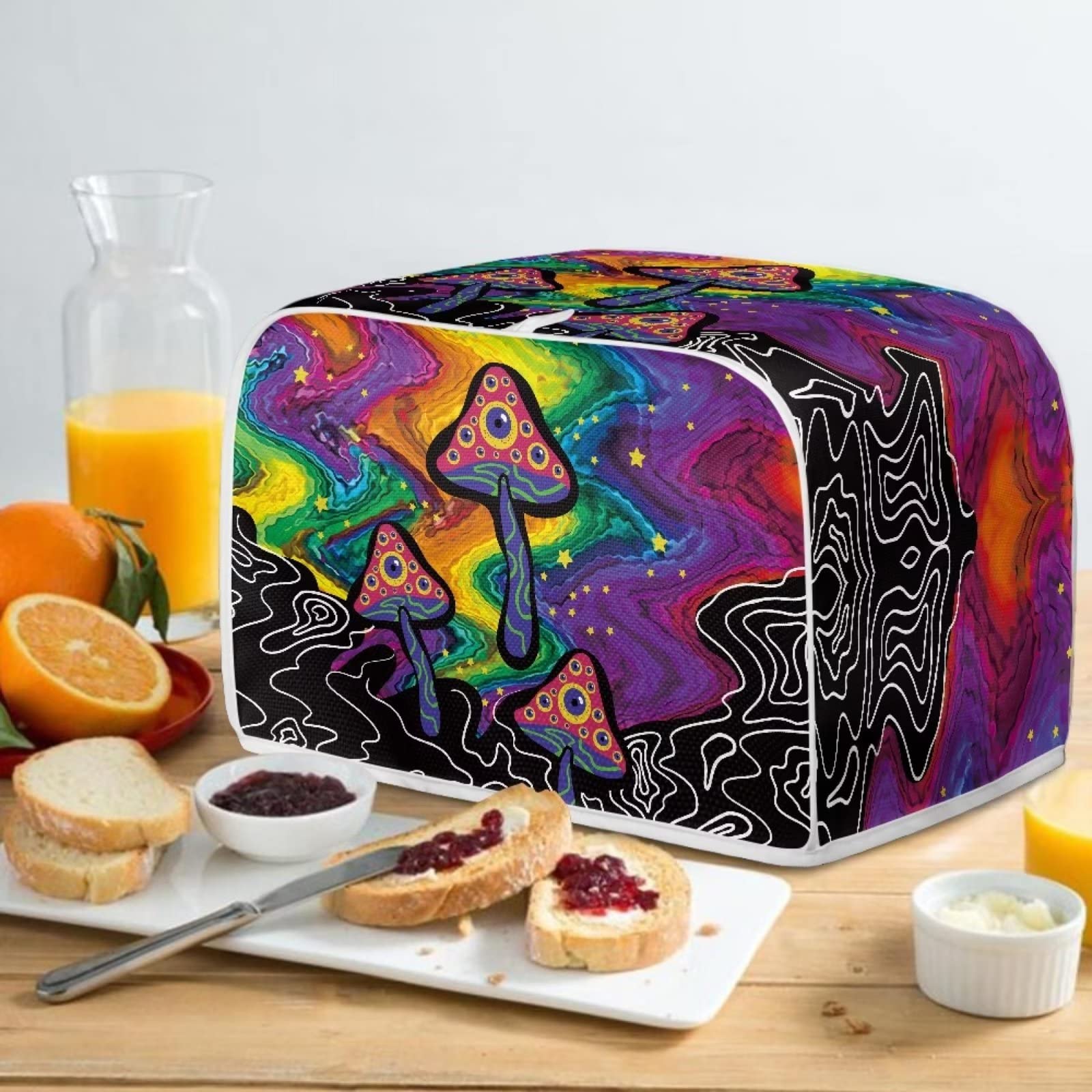 Belidome Rainbow Trippy Mushroom Toaster Cover - Soft Lightweight Bread Machine Protector for Kitchen Small Appliances | Perfect for Toasters, Ovens & Countertop Decor