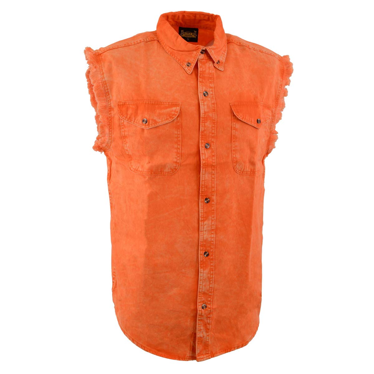 Milwaukee Leather MDM11682.152 Men's Orange & Beige Sleeveless Shirt - Breathable Summer Casual Wear for Outdoor Activities & Beach Vacations