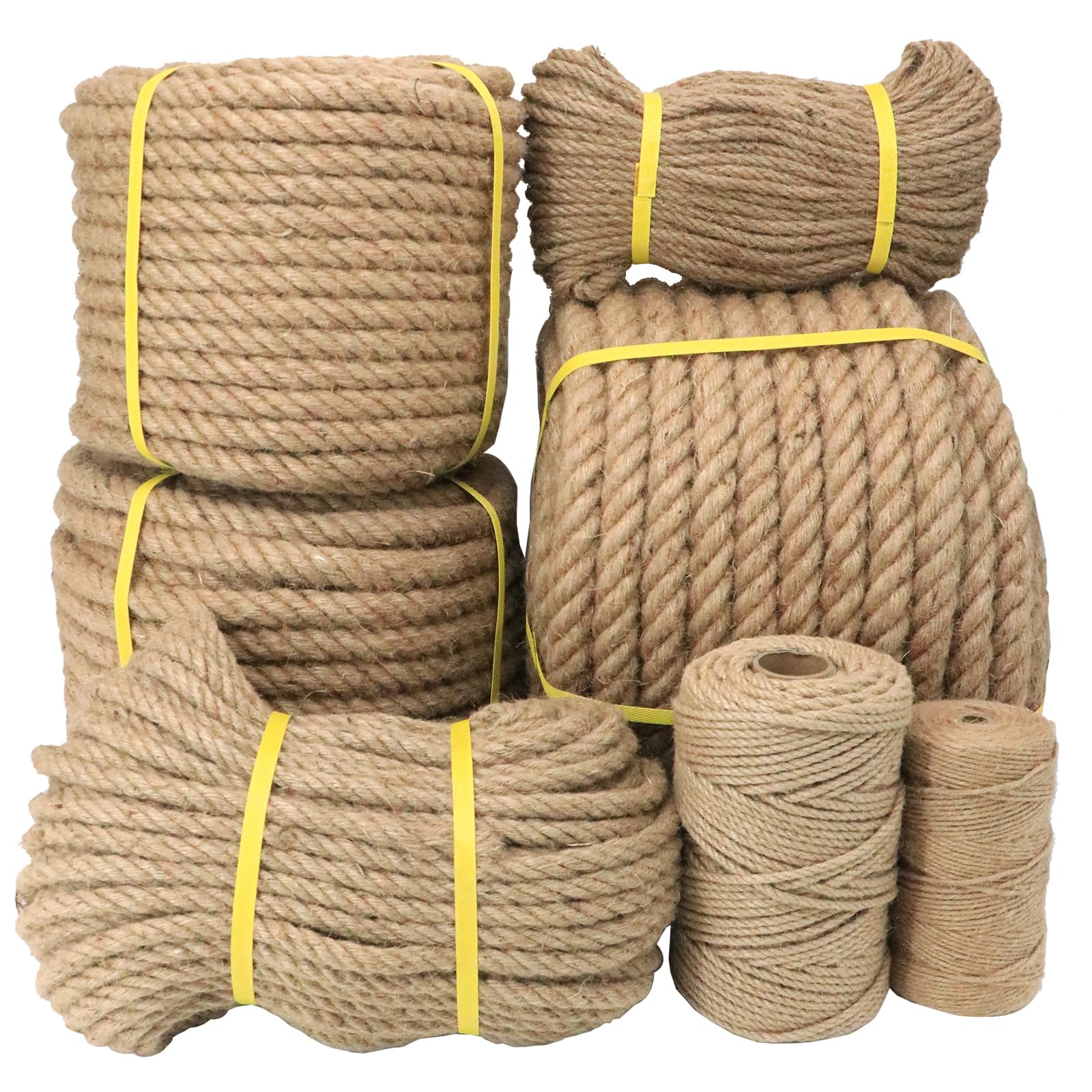 Premium Natural Jute Rope for DIY Crafts, Home Decor, Gardening, Bundling & Camping - 1/4