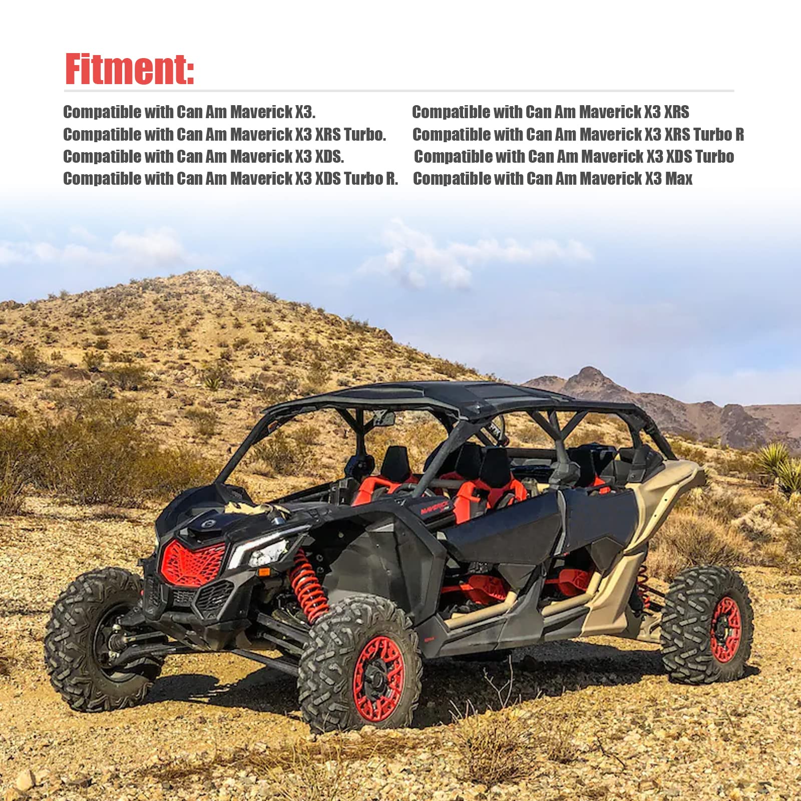 **Can Am Maverick X3 Accessories - Goldfire X3 Front Upper Door Storage Bags, Tool Organizer & Gear Bags with Removable Knee Pad (2017+ Maverick X3 Max/XRS/XDS/Turbo RR) - Red Piping - Perfect for Off-Roading & Adventure Gear Storage**