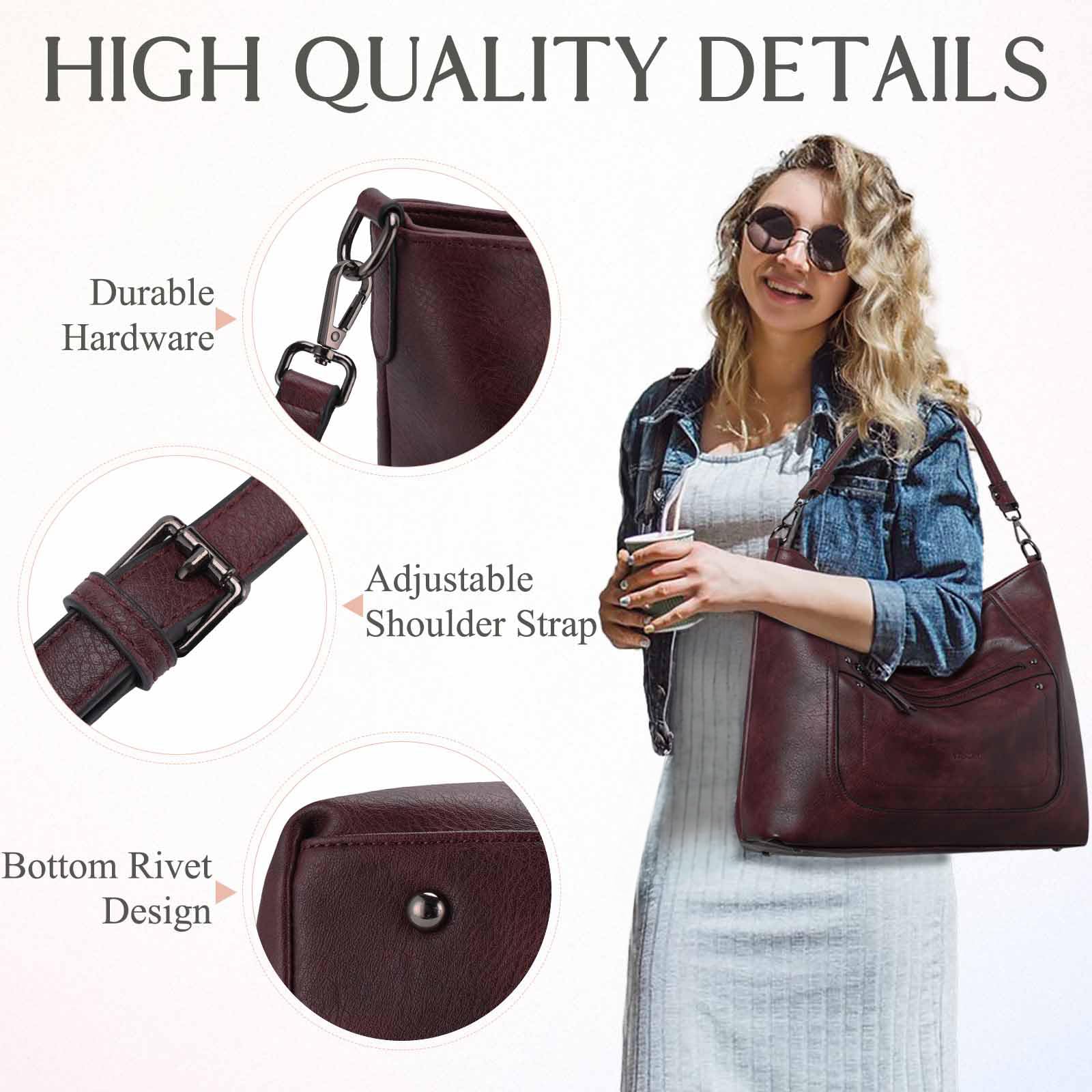 VASCHY Vegan Leather Hobo Bag for Women - Large Tote & Crossbody Purse for Work & Travel