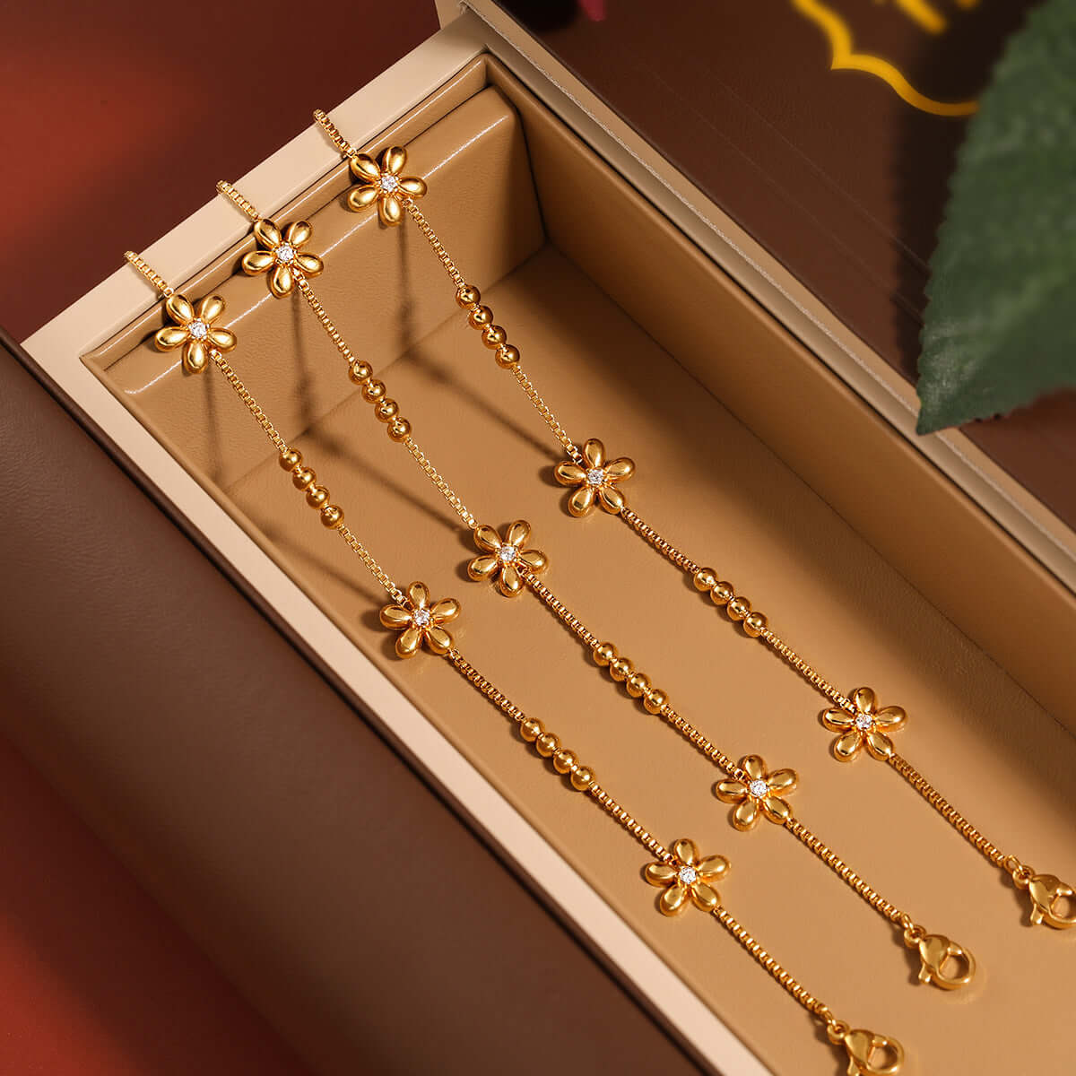 Floral Bead Bracelet for Women - Gold Plated Adjustable Boho Bracelet | FB179 | Perfect for Parties, Weddings & Everyday Wear