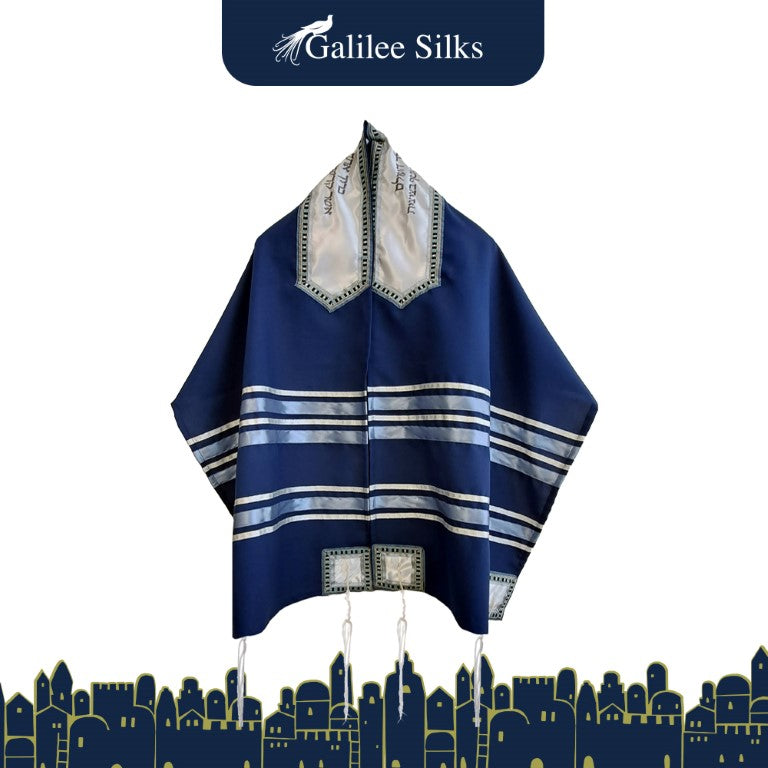 Premium Blue Bar Mitzvah Tallit Prayer Shawl - Traditional Jewish Ceremonial Scarf for Men & Boys - Perfect for Synagogue, Coming of Age Celebrations & Religious Events